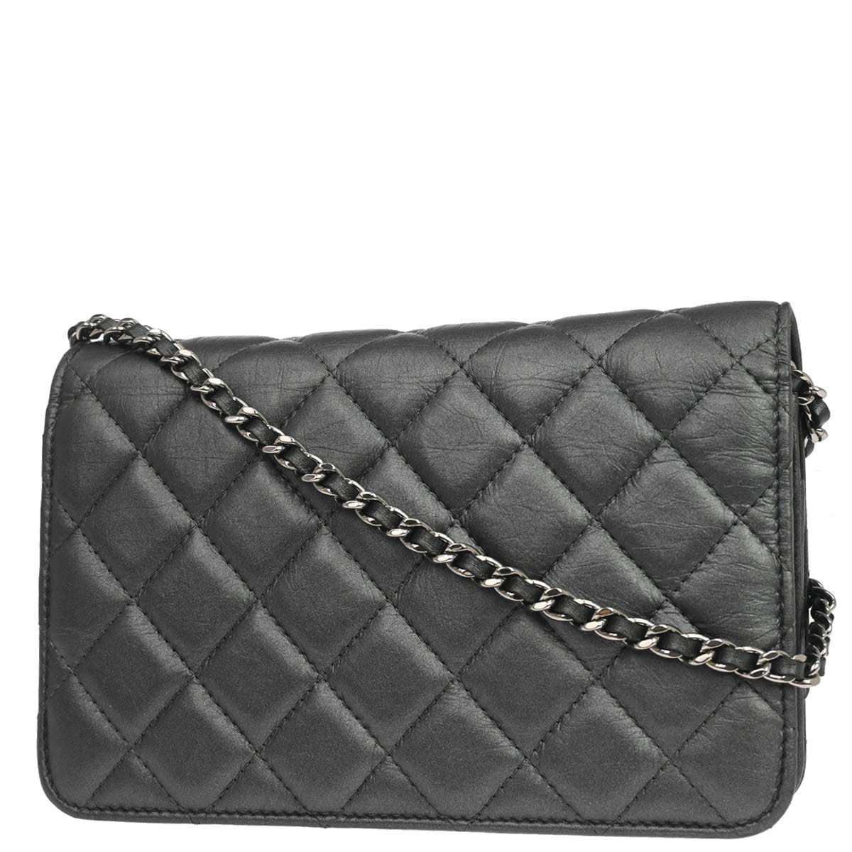 Chanel 2018 - 2019 Gray Lambskin Classic WOC Wallet on Chain Bag
