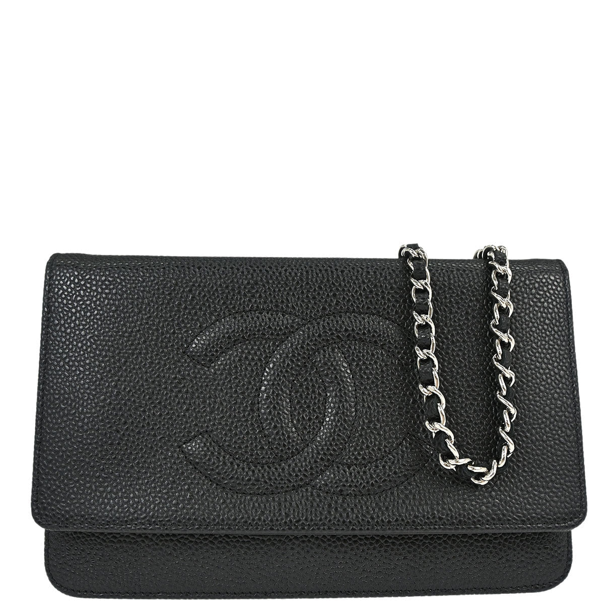 Chanel 2012 Black Caviar Skin Timeless WOC Wallet on Chain Bag