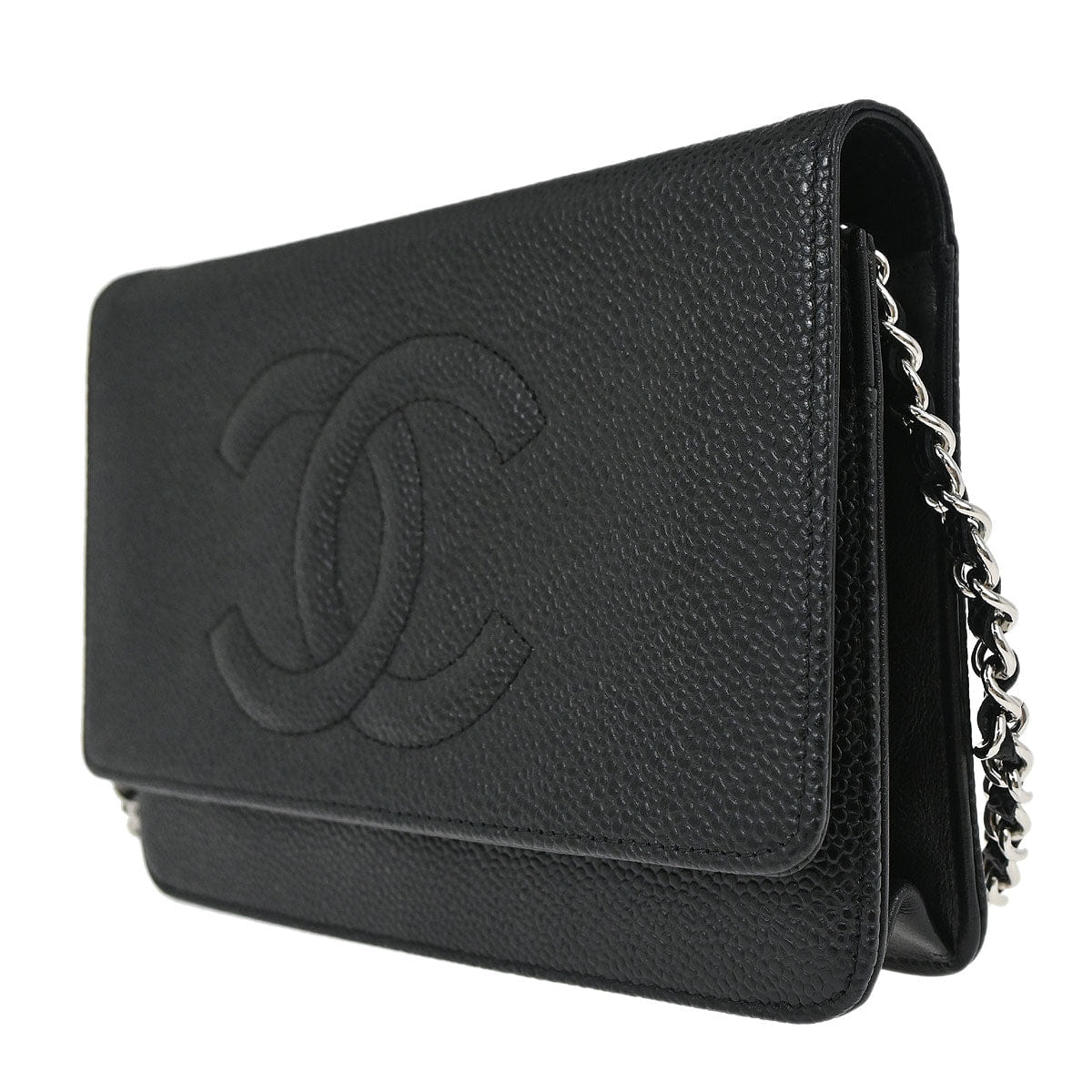 Chanel 2012 Black Caviar Skin Timeless WOC Wallet on Chain Bag