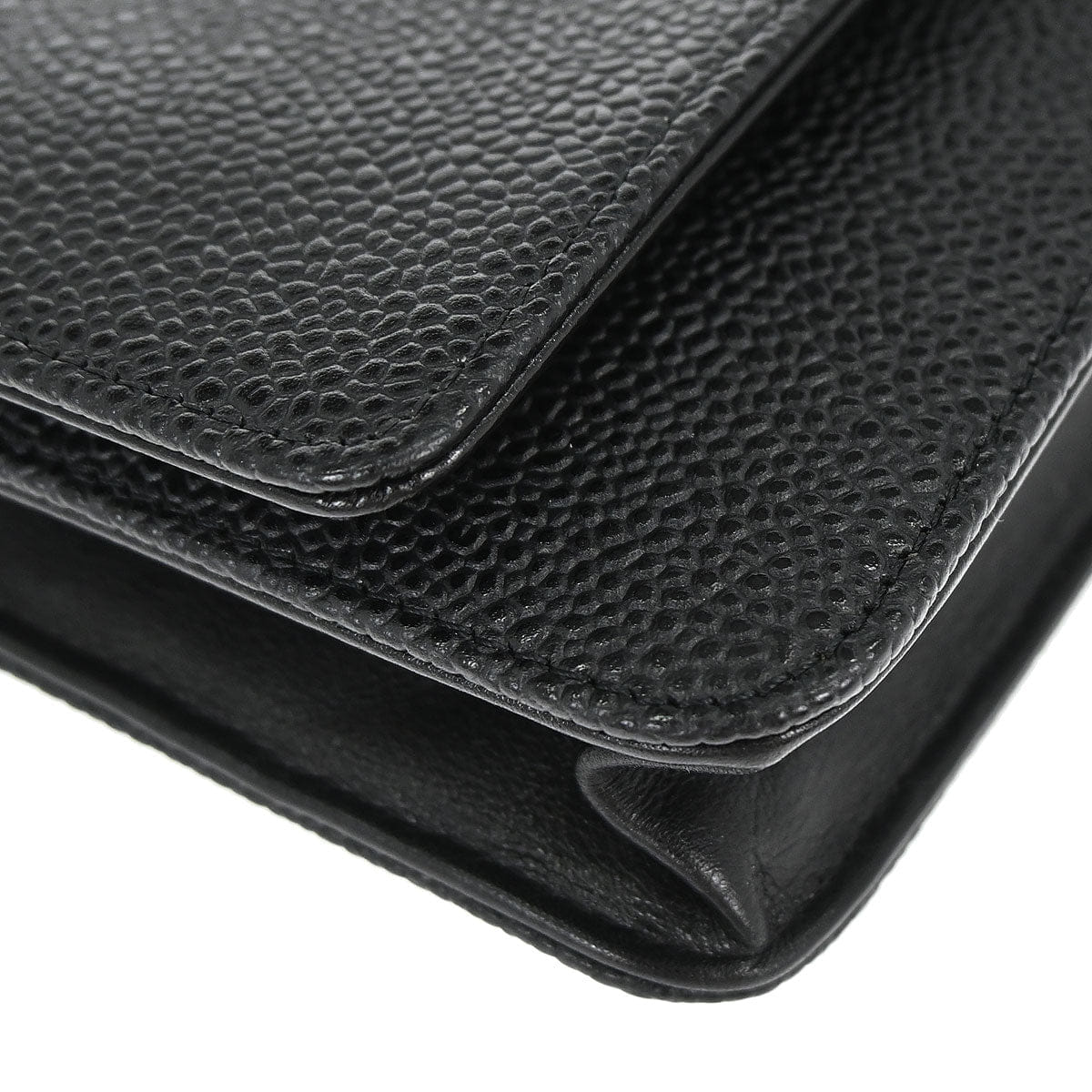 Chanel 2012 Black Caviar Skin Timeless WOC Wallet on Chain Bag
