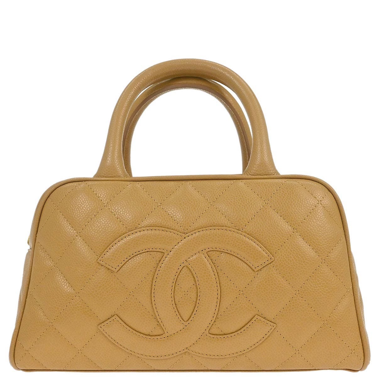 Chanel 2005 - 2006 Beige Caviar Skin Bowling Bag 27