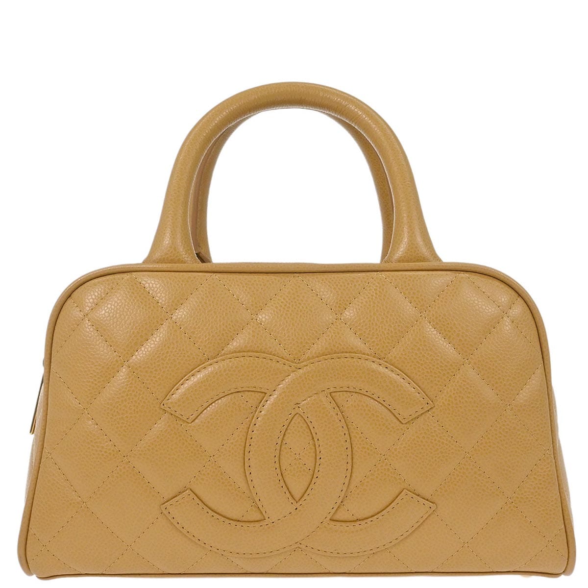 Chanel 2003 - 2004 Beige Caviar Skin Bowling Bag 27