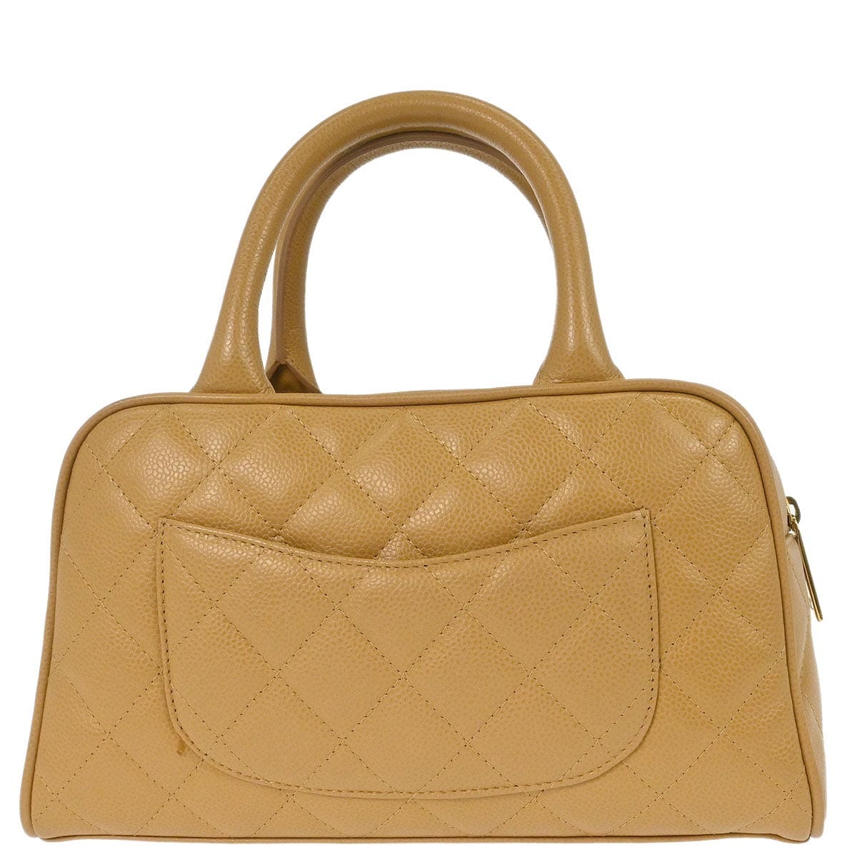 Chanel 2003 - 2004 Beige Caviar Skin Bowling Bag 27