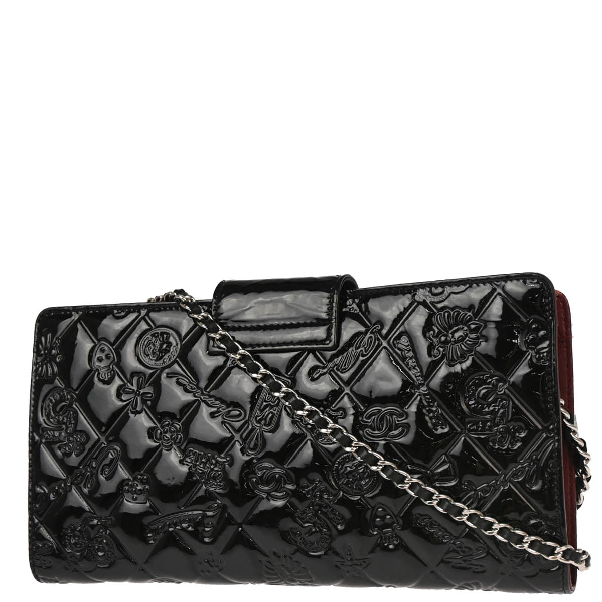 Chanel 2010 - 2011 Black Patent Leather Icon WOC Shoulder Wallet Bag