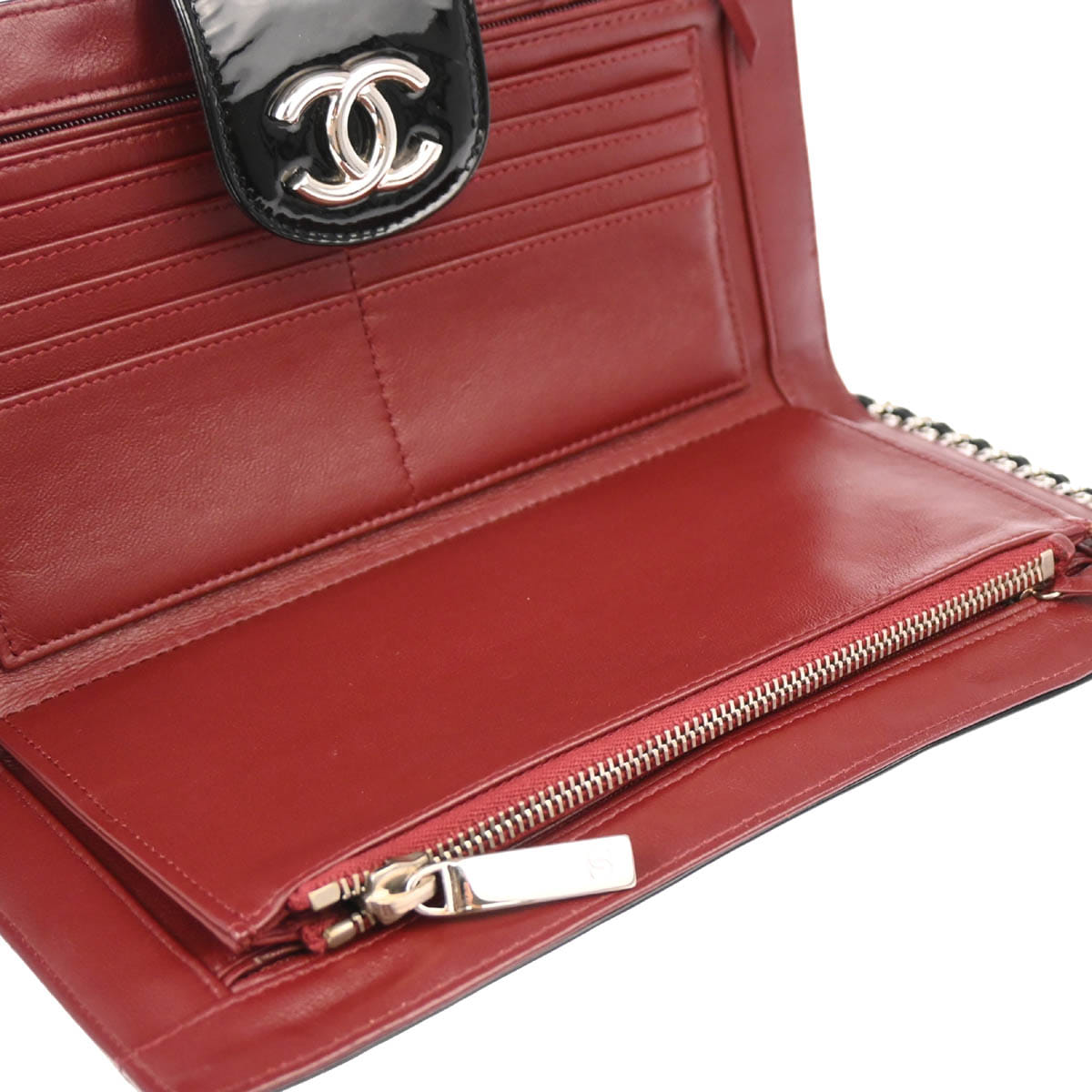 Chanel 2010 - 2011 Black Patent Leather Icon WOC Shoulder Wallet Bag