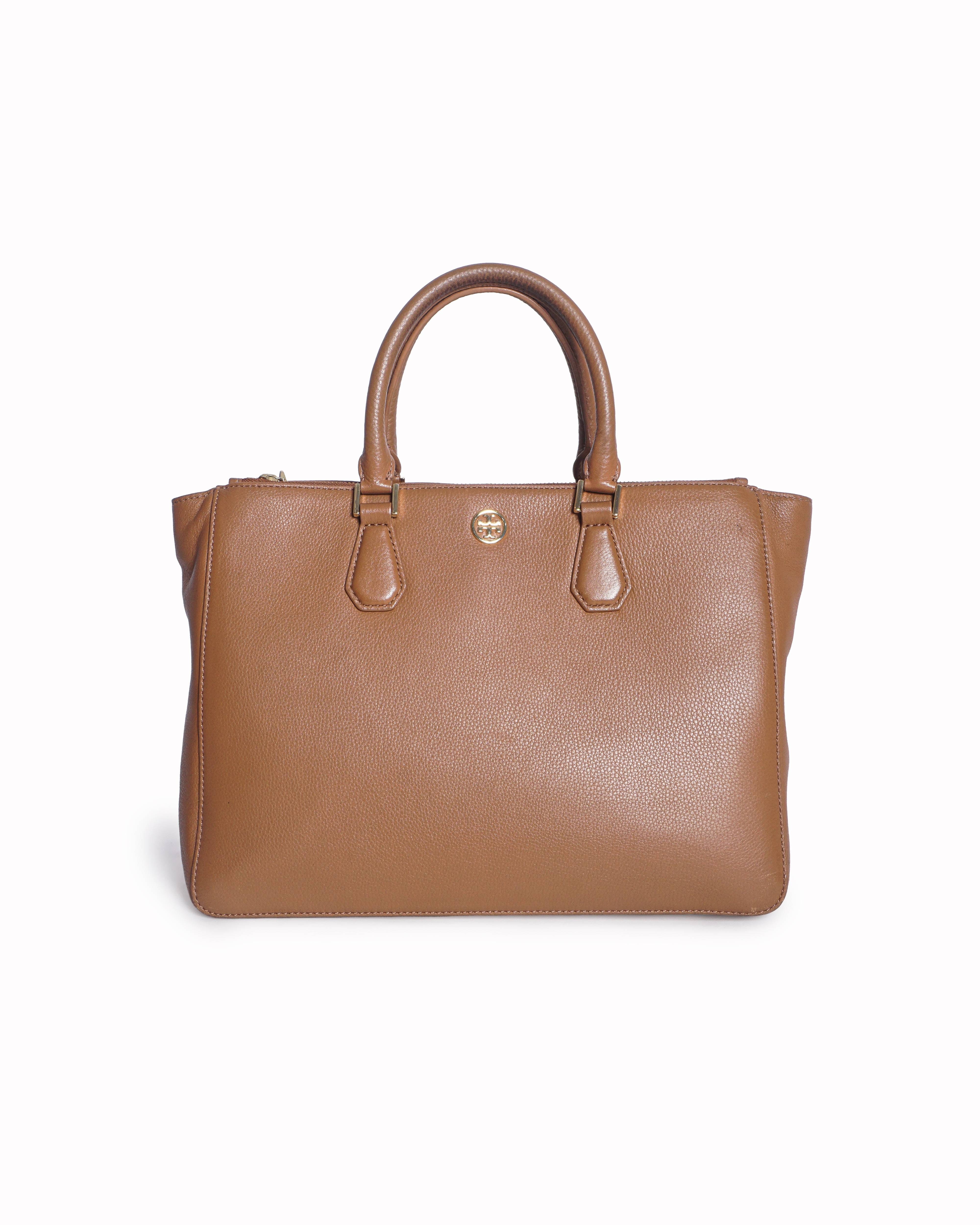 Tory Burch Tan Pebbled Leather Tote Bag
