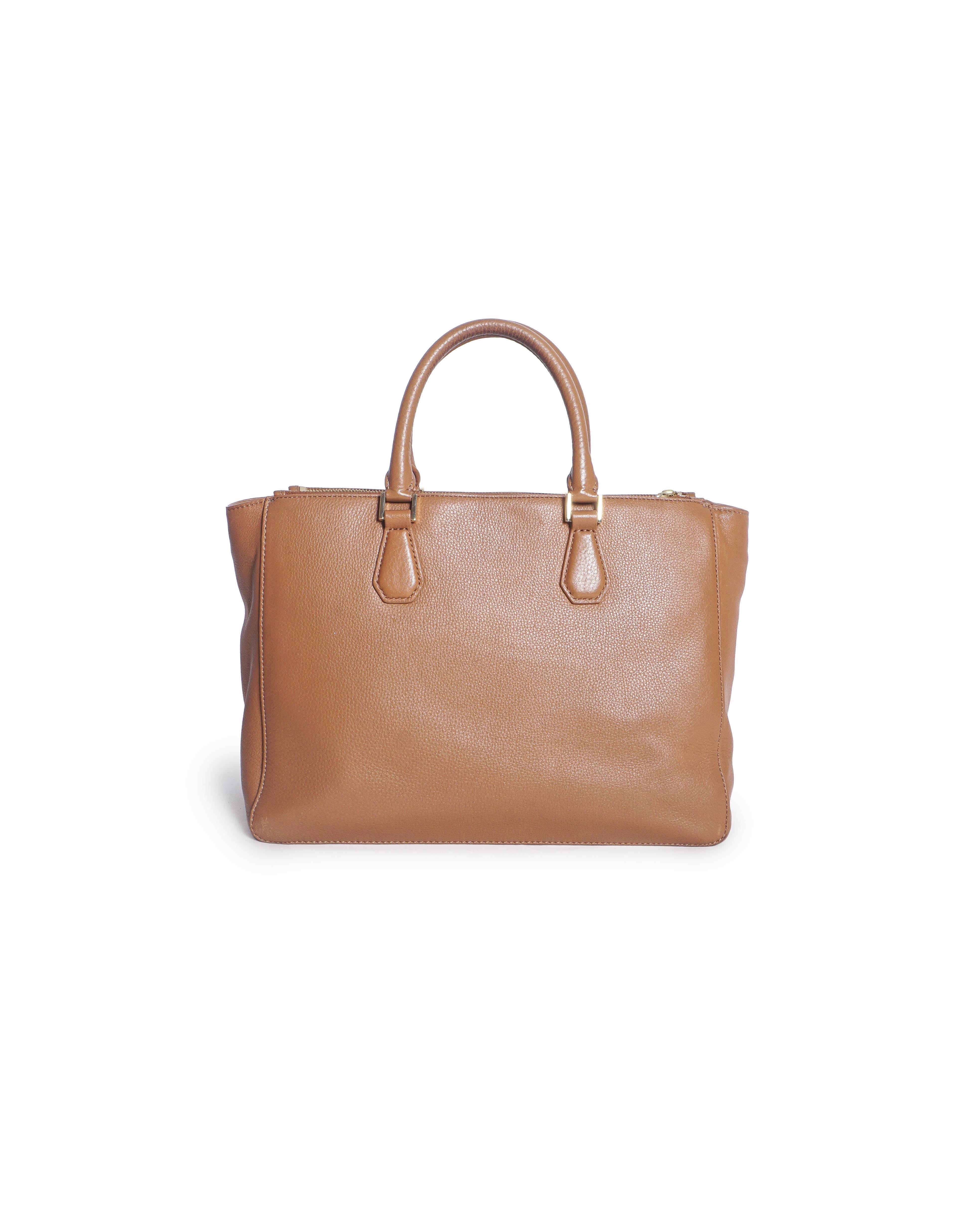 Tory Burch Tan Pebbled Leather Tote Bag