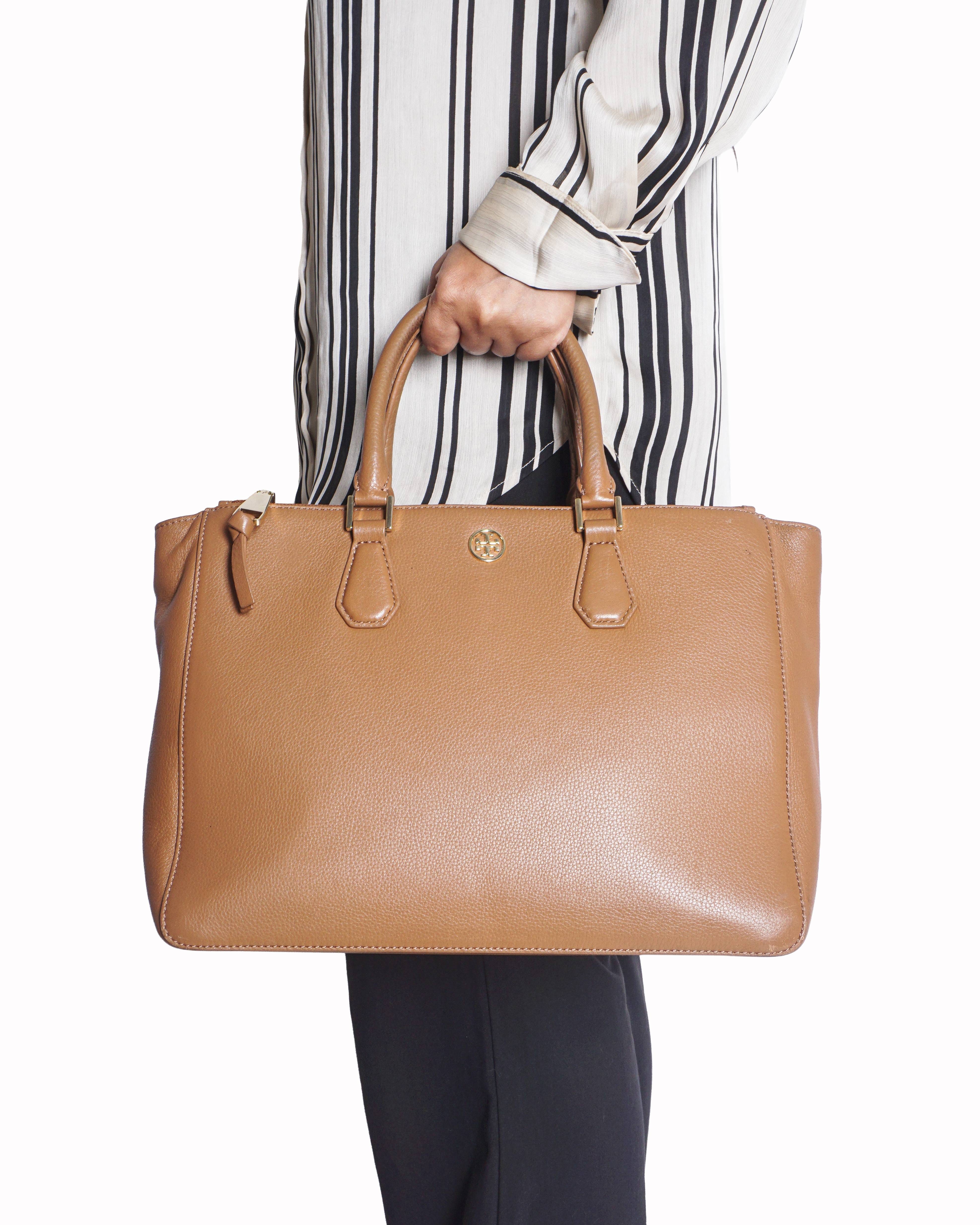 Tory Burch Tan Pebbled Leather Tote Bag