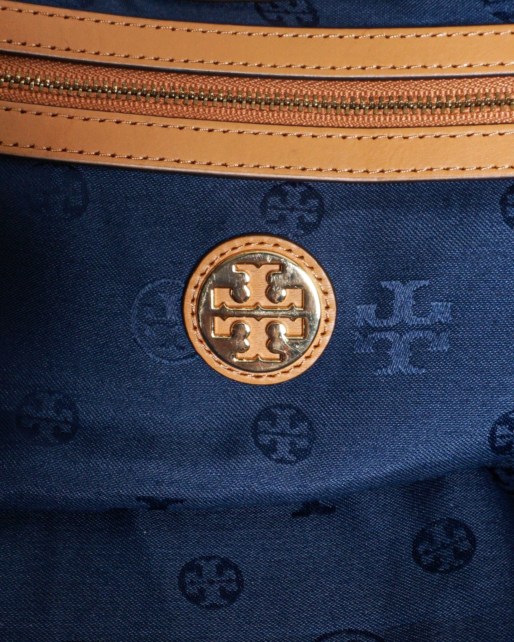 Tory Burch Natural Straw & Navy Blue Ella Tote Bag