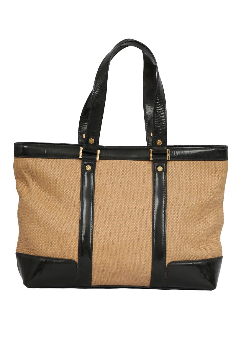 Tory Burch Straw Logo Tote Bags