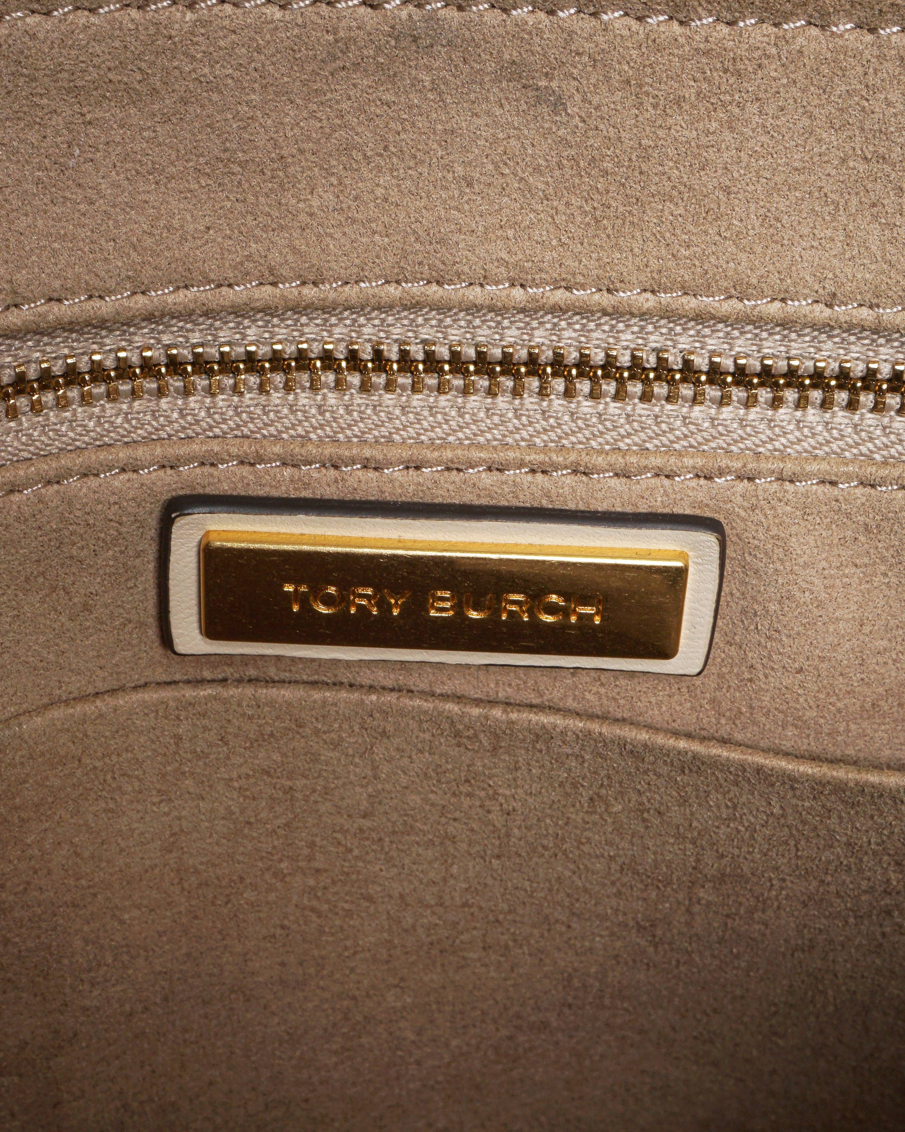 Tory Burch Beige Jacquard T Monogram Small Tote Bag