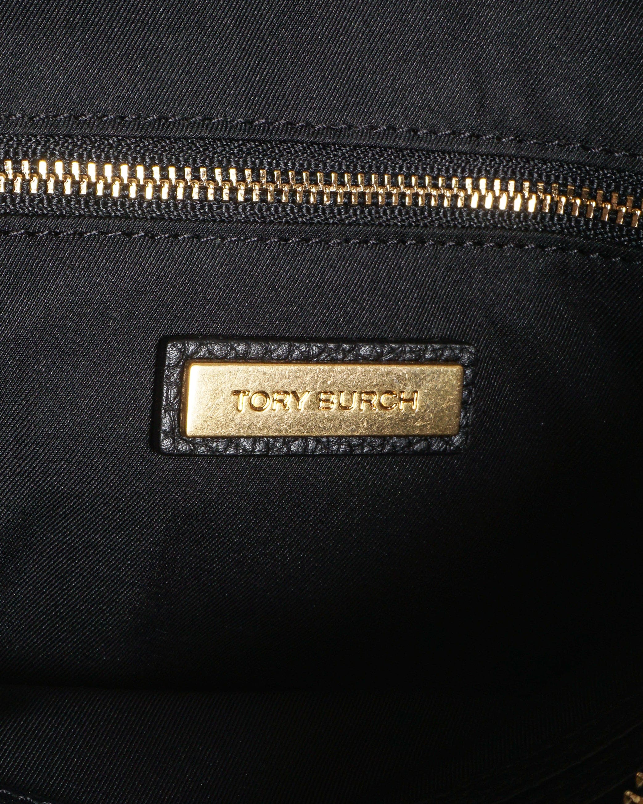 Tory Burch Black Pebbled Leather Robinson Double Zip Tote Bag