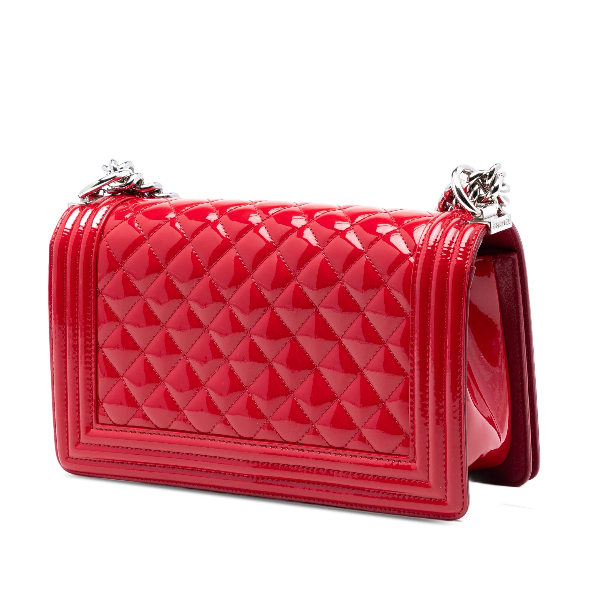 Chanel Old Medium Quilted Patent Acrylic Boy Flap