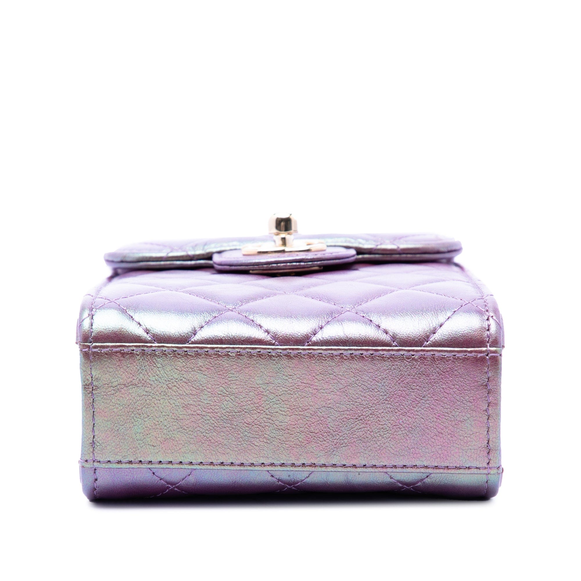 Chanel CC Quilted Iridescent Lambskin Phone Holder with Chain