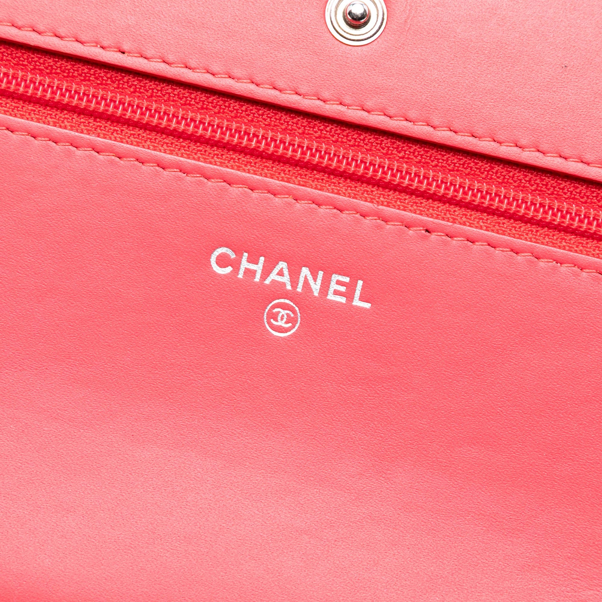 Chanel CC Patent Diamond Quilted Wallet On Chain