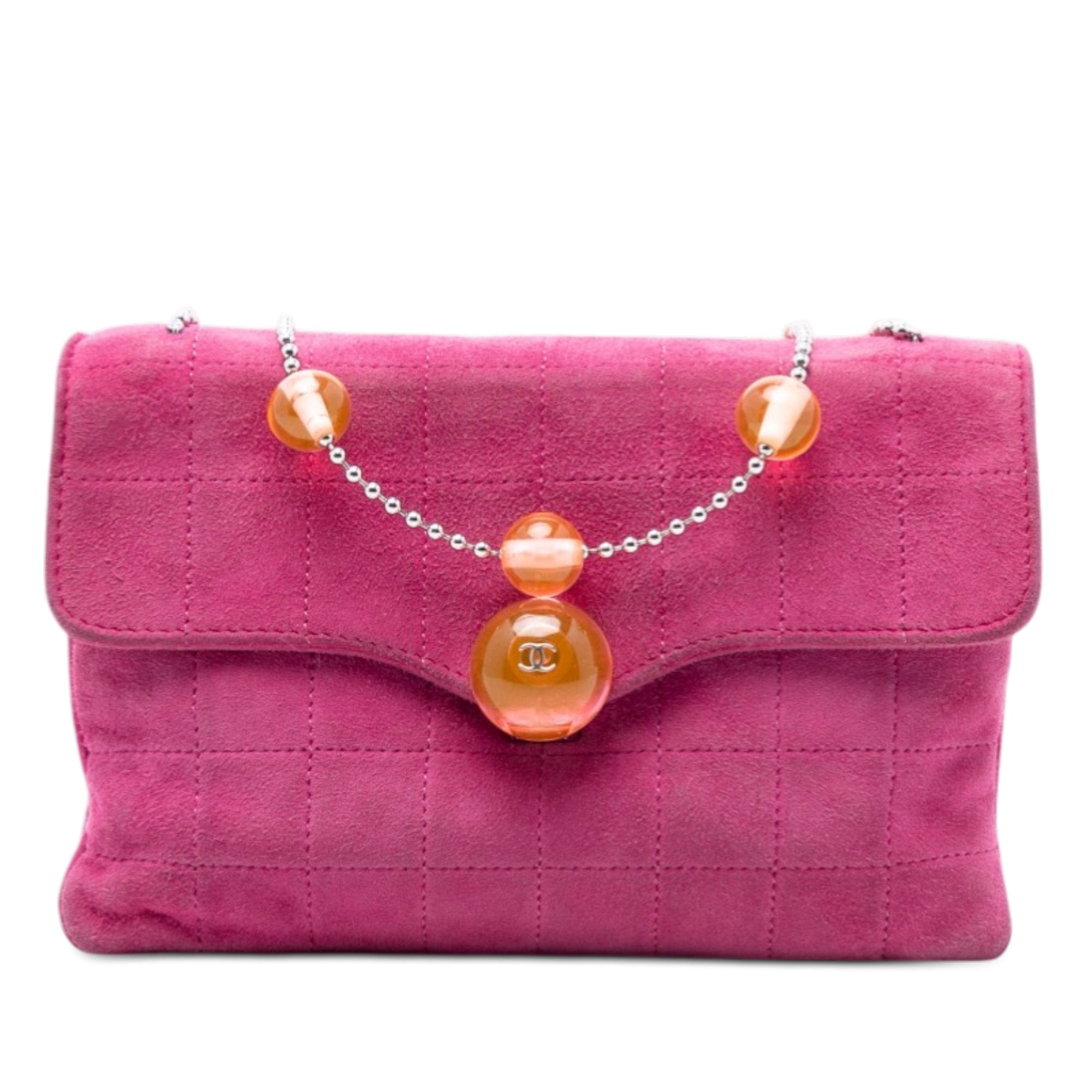 Chanel CC Choco Bar Suede Beaded Chain Flap