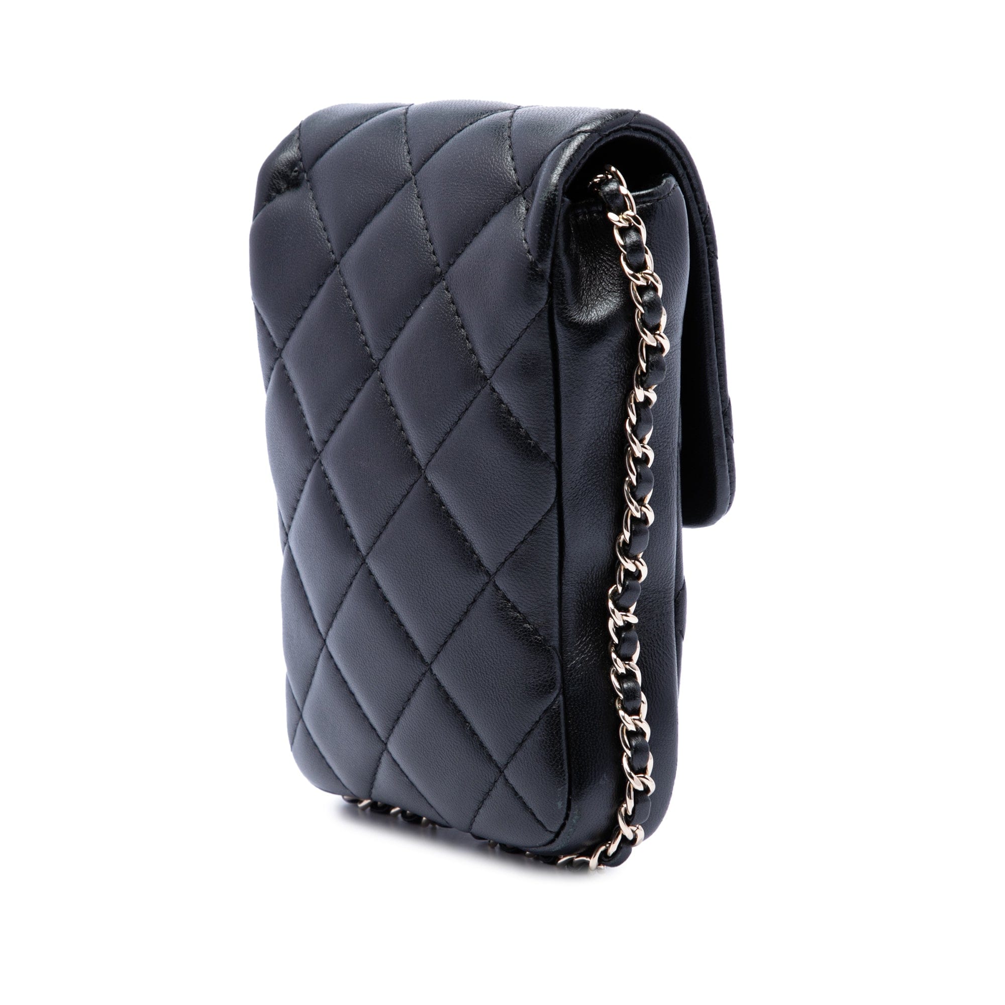 Chanel Quilted Lambskin My Precious Pearls Phone Holder with Chain
