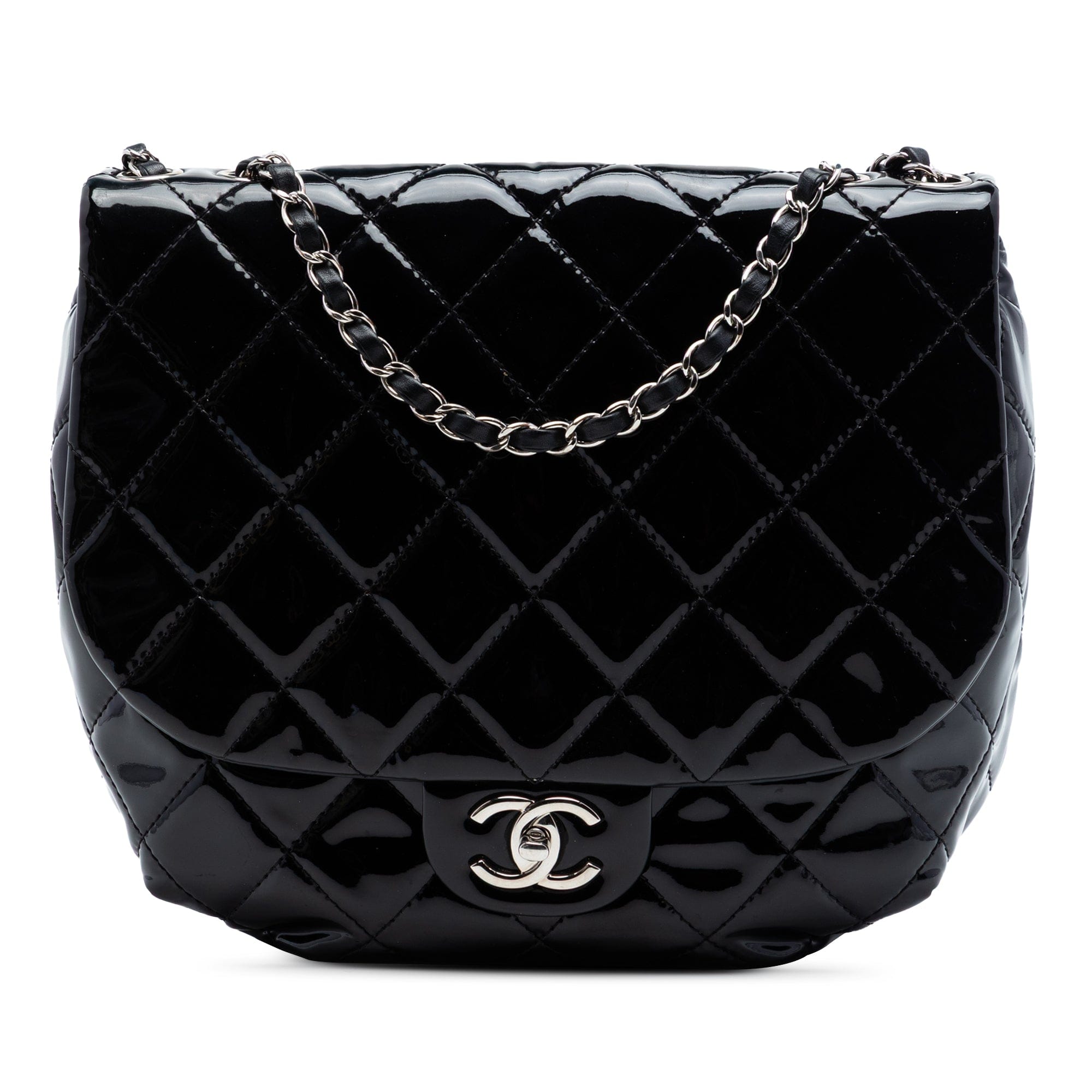 Chanel Medium Quilted Patent Bubble CC Flap