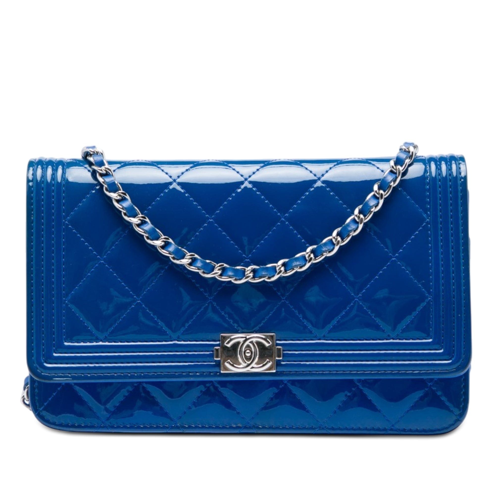 Chanel Quilted Patent Boy Wallet on Chain