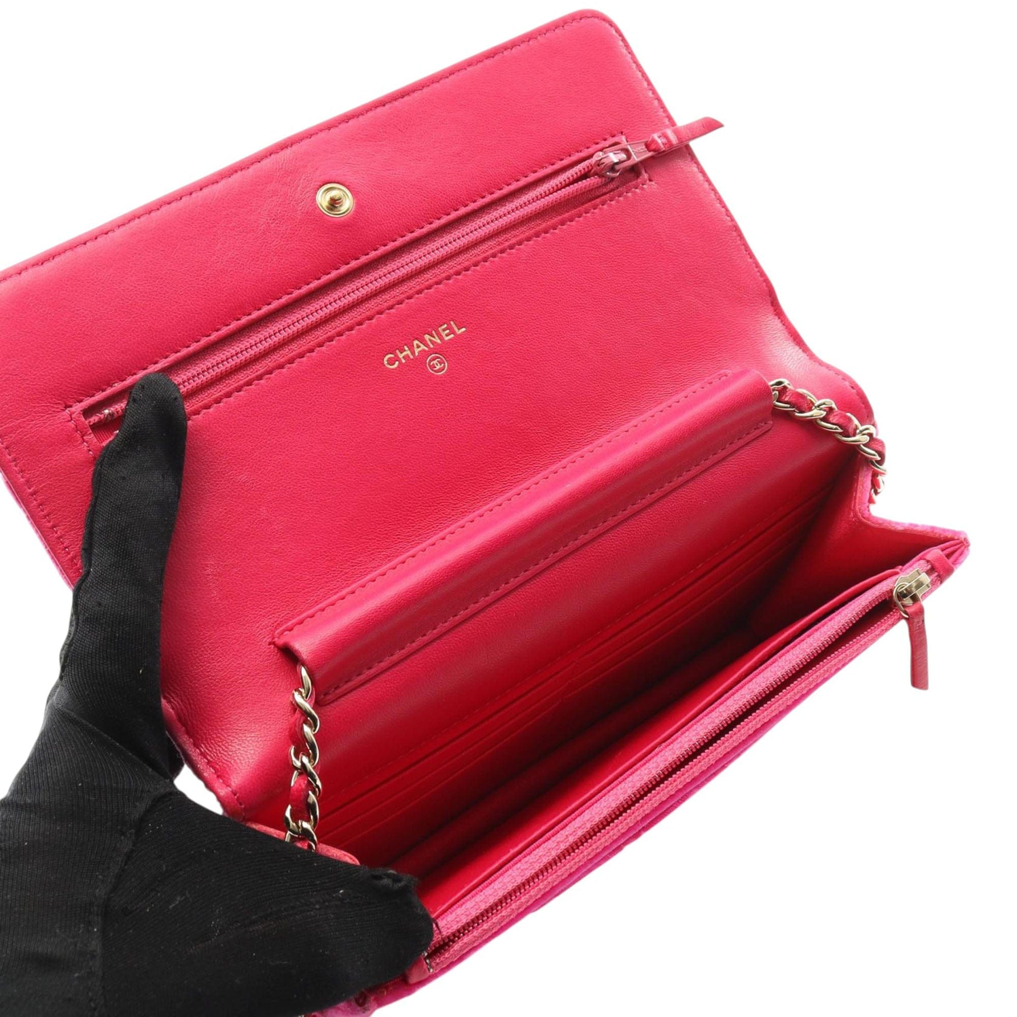 Chanel CC Quilted Velvet Wallet on Chain