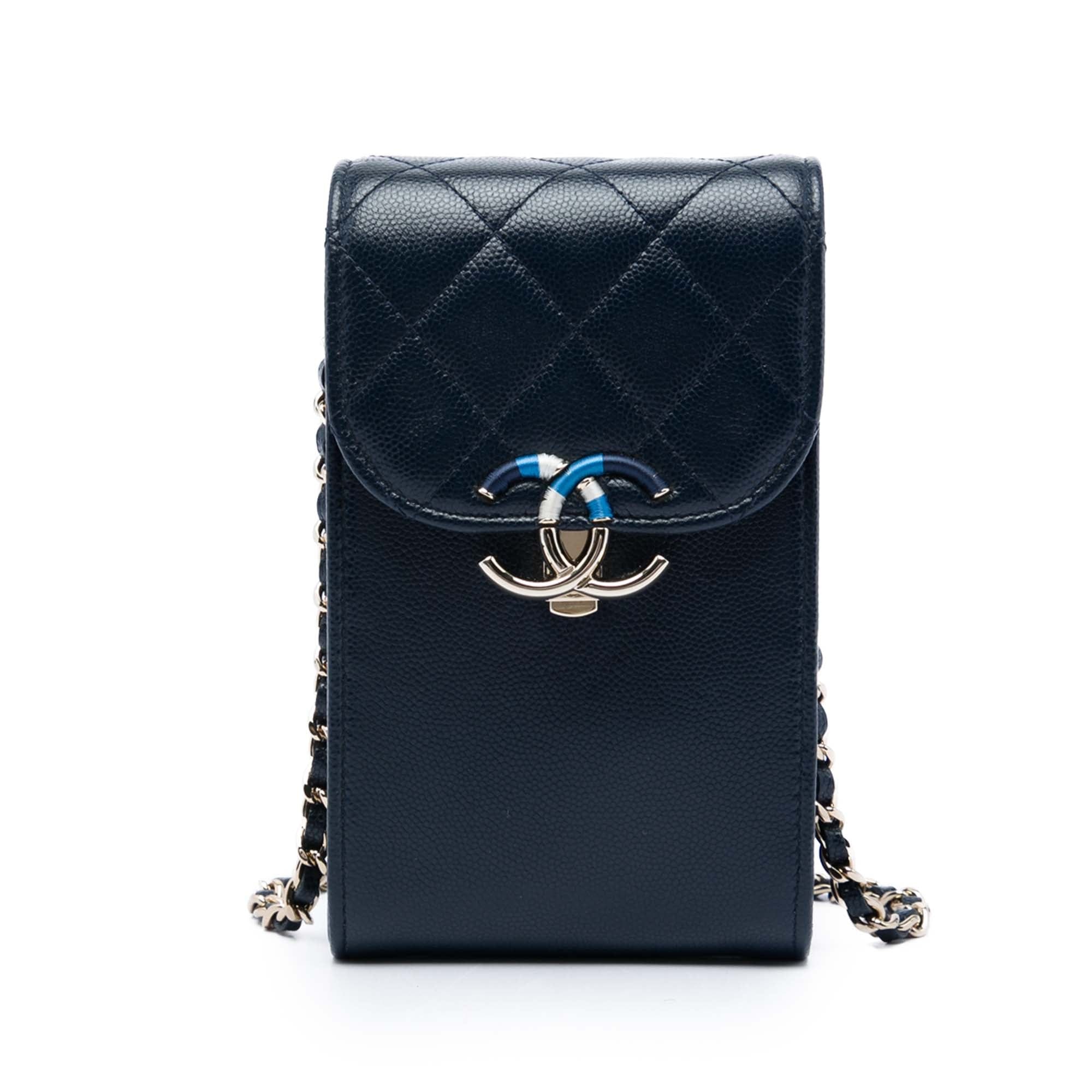 Chanel Caviar Thread Around Phone Holder with Chain