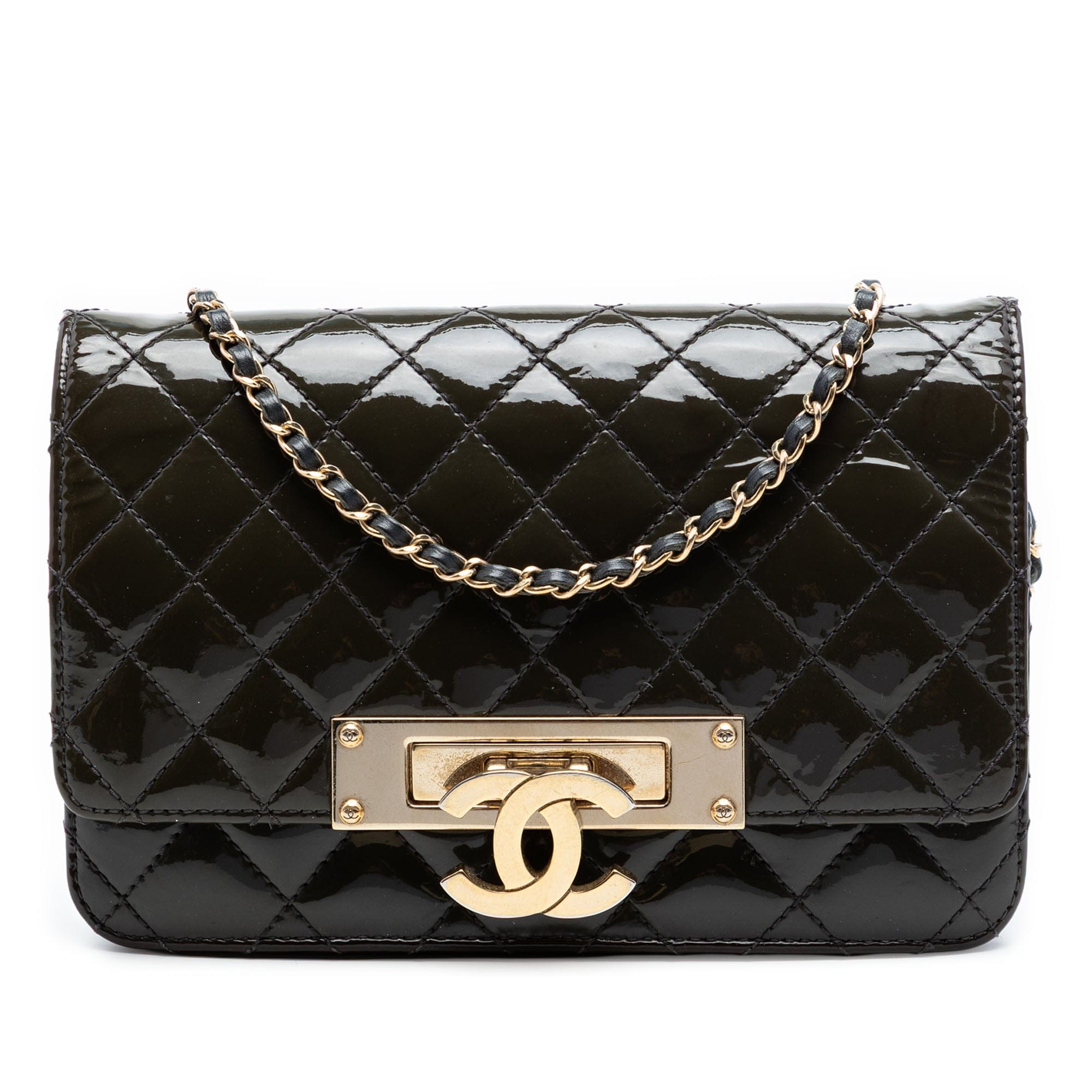 Chanel Quilted Patent Golden Class Wallet on Chain
