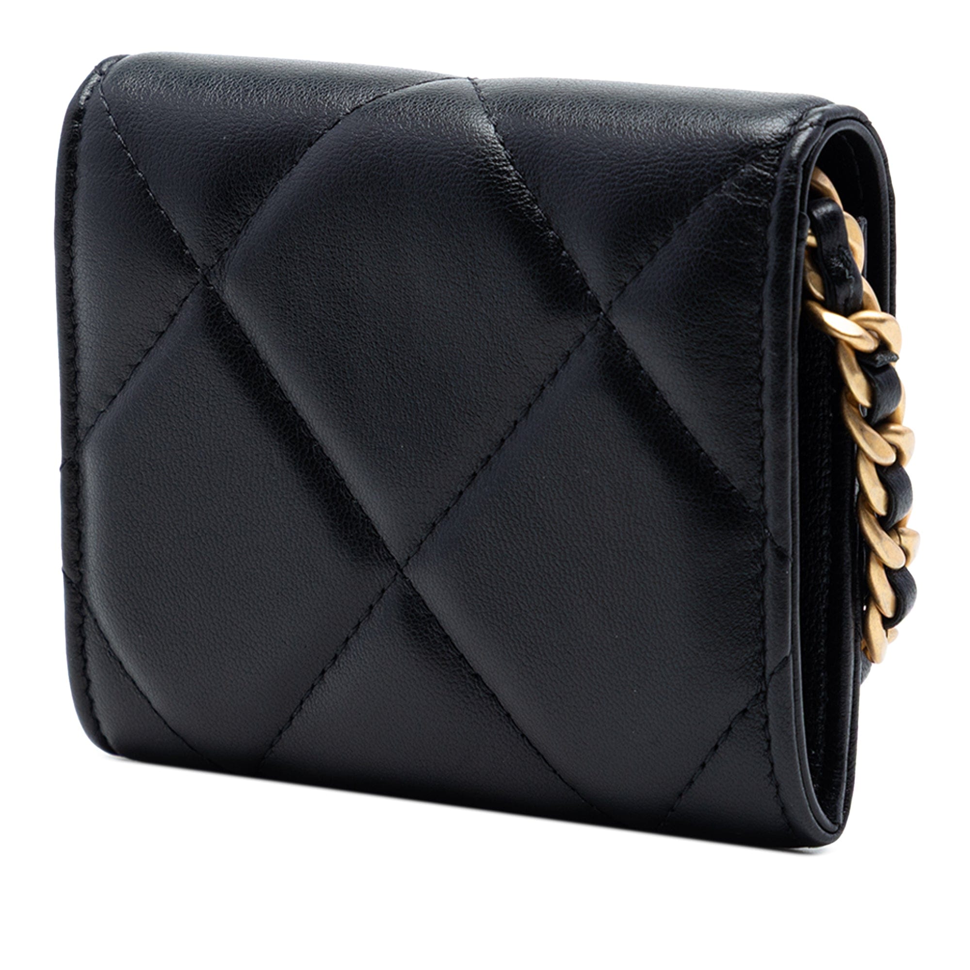 Chanel Quilted Lambskin 19 Flap Coin Purse With Chain
