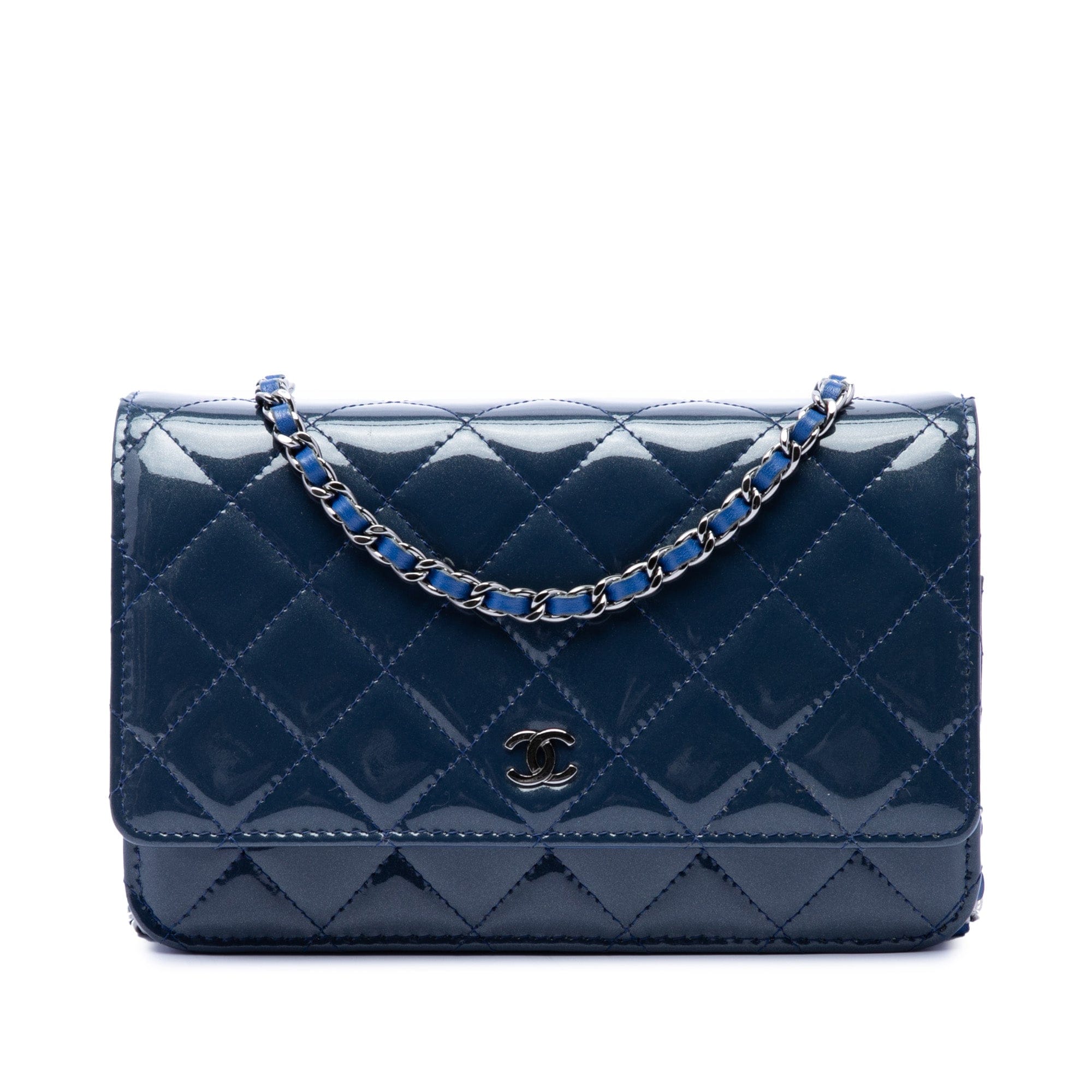 Chanel CC Quilted Patent Wallet On Chain