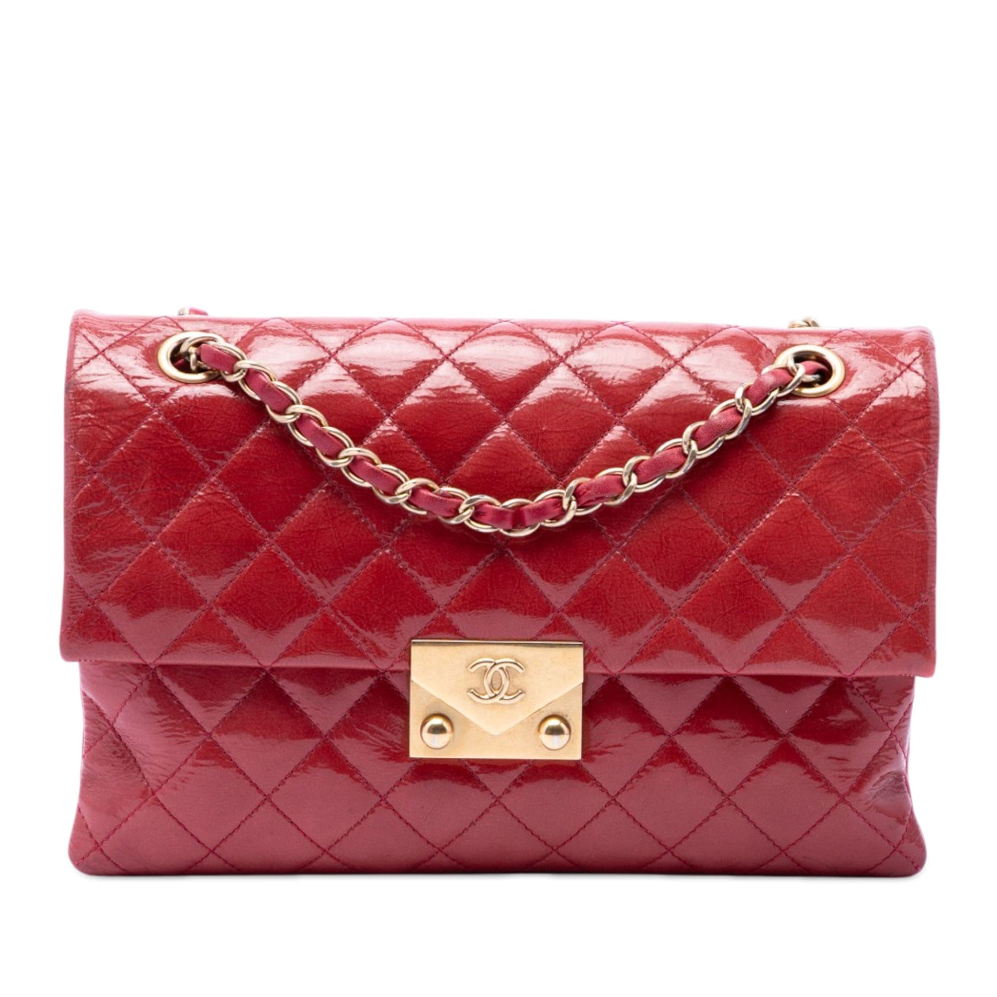 Chanel Quilted Patent Goatskin Pagoda Accordion Flap