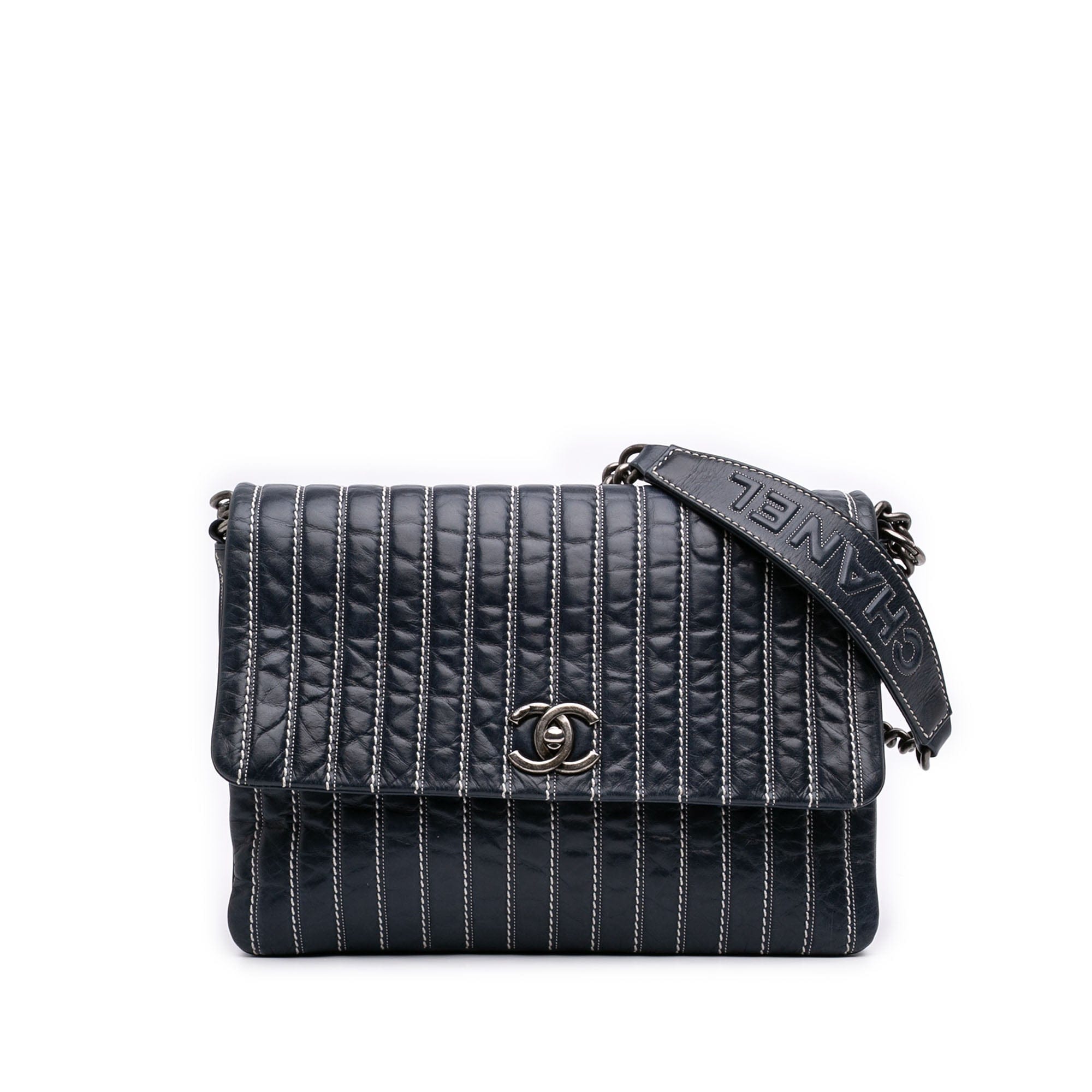 Chanel Large Vertical Quilted Lambskin Stitched Single Flap
