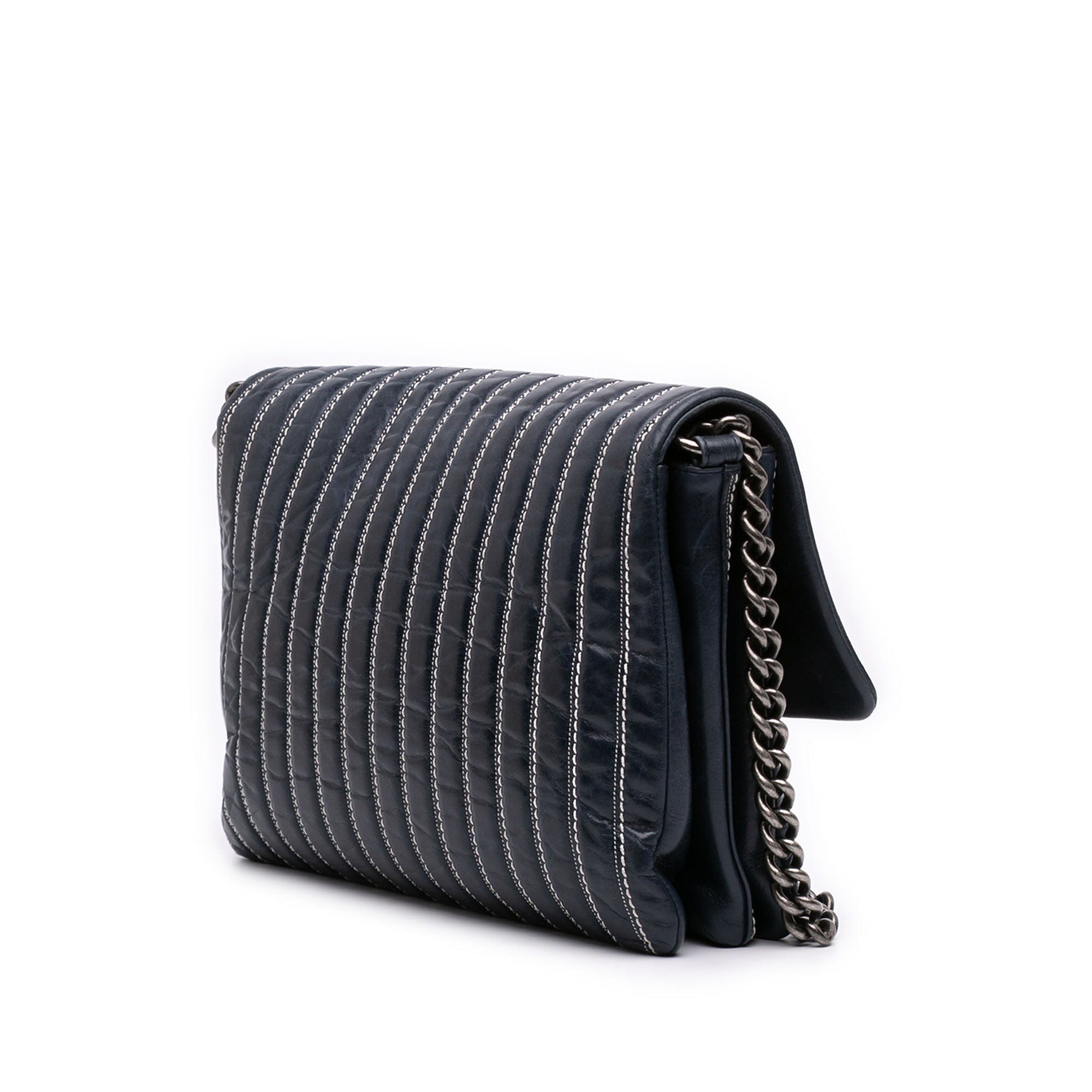Chanel Large Vertical Quilted Lambskin Stitched Single Flap