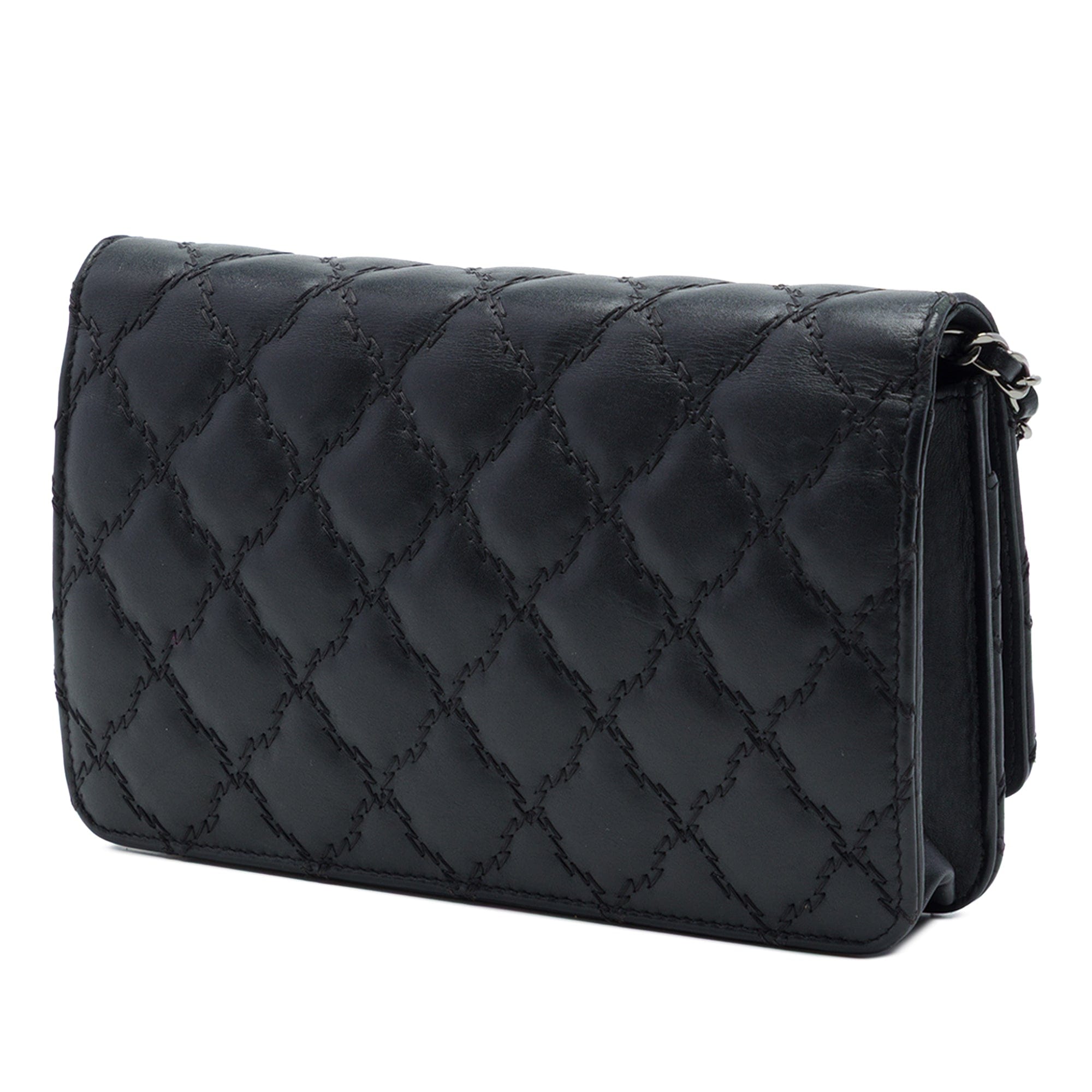 Chanel CC Quilted Calfskin Double Stitch Hamptons Wallet On Chain