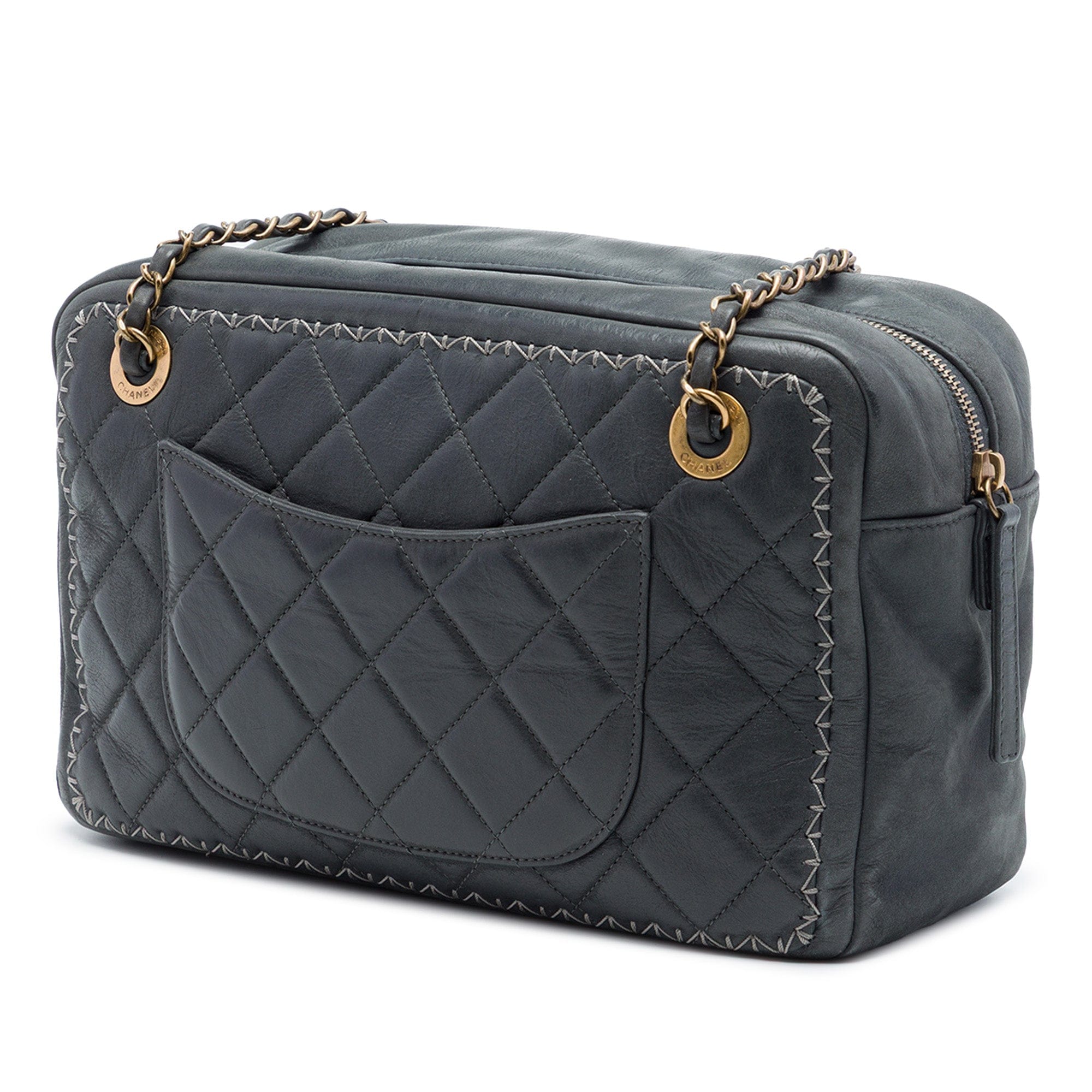 Chanel CC Quilted Iridescent Calfskin Whipstitch Camera Bag