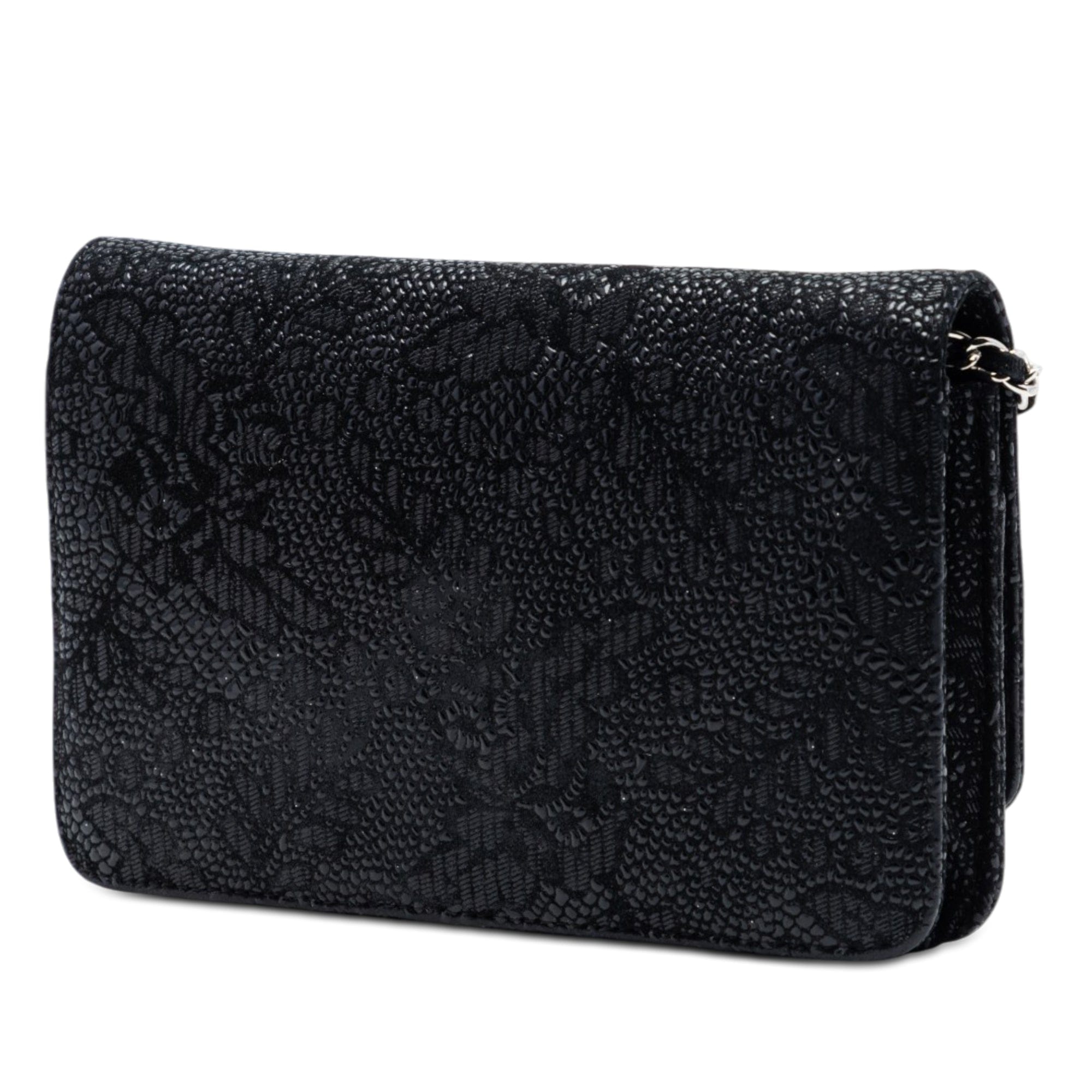 Chanel CC Lace Overlay Goatskin Wallet On Chain