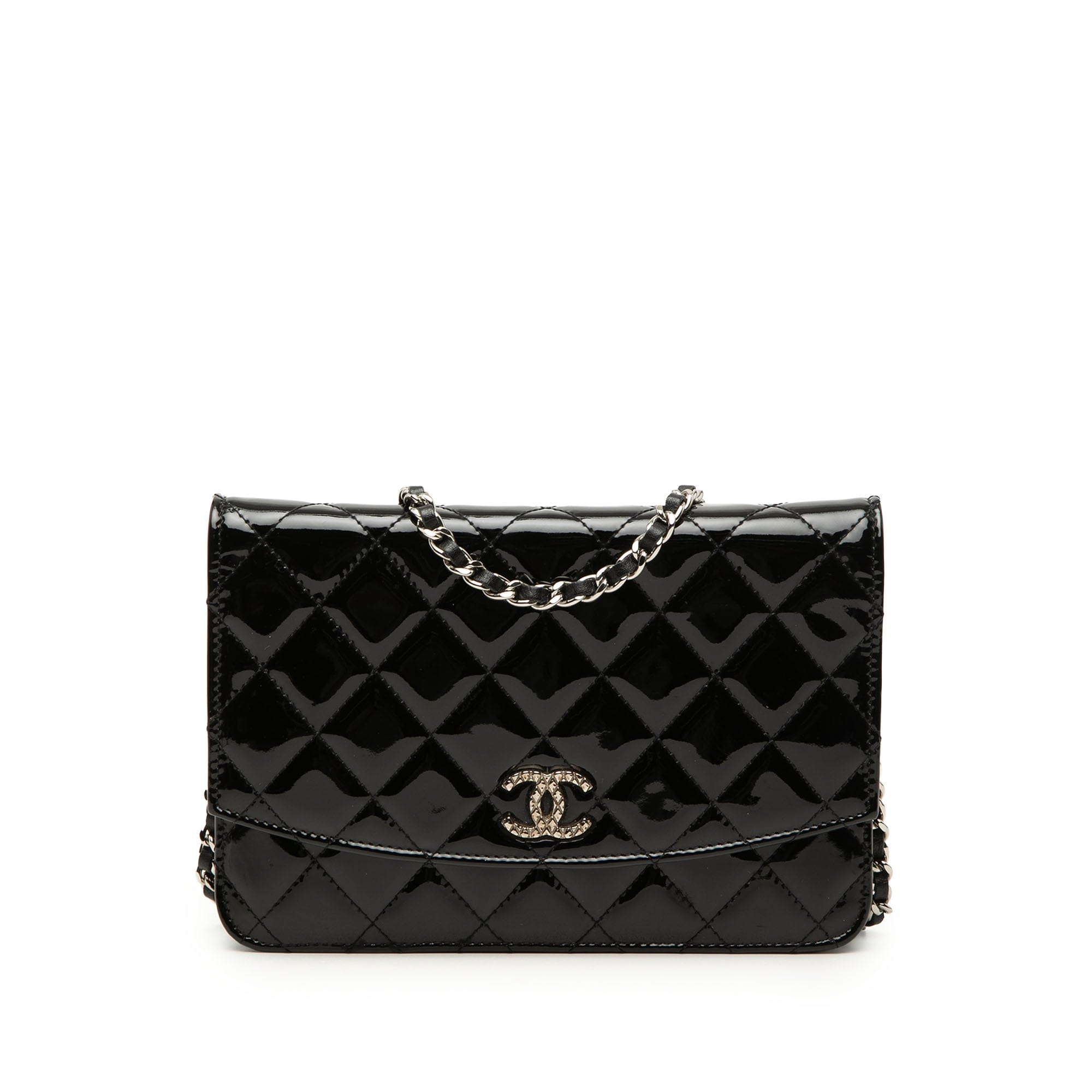 Chanel CC Quilted Patent Brilliant Wallet On Chain