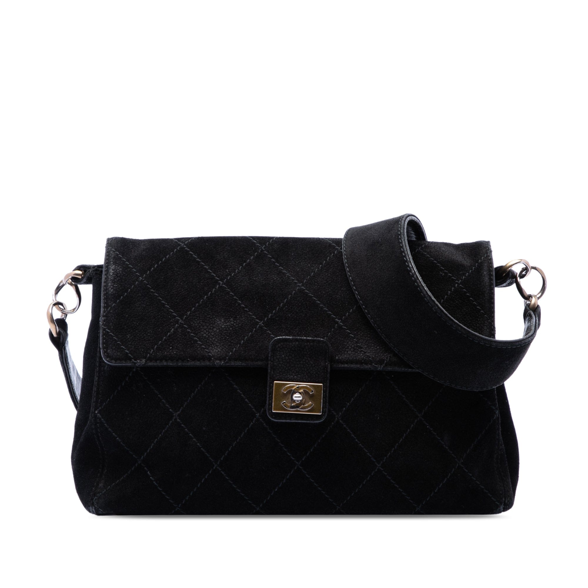 Chanel CC Quilted Suede Wild Stitch Flap