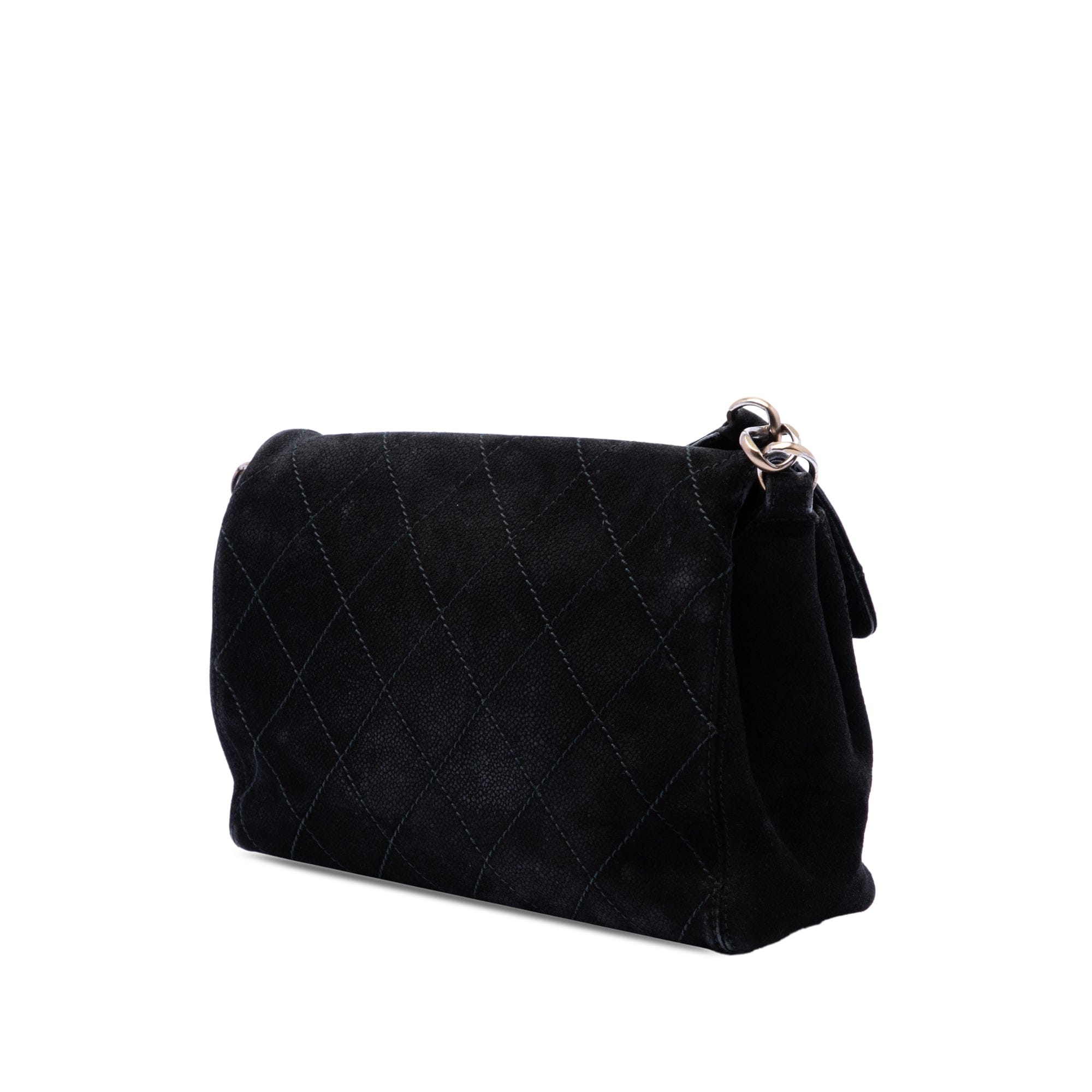 Chanel CC Quilted Suede Wild Stitch Flap