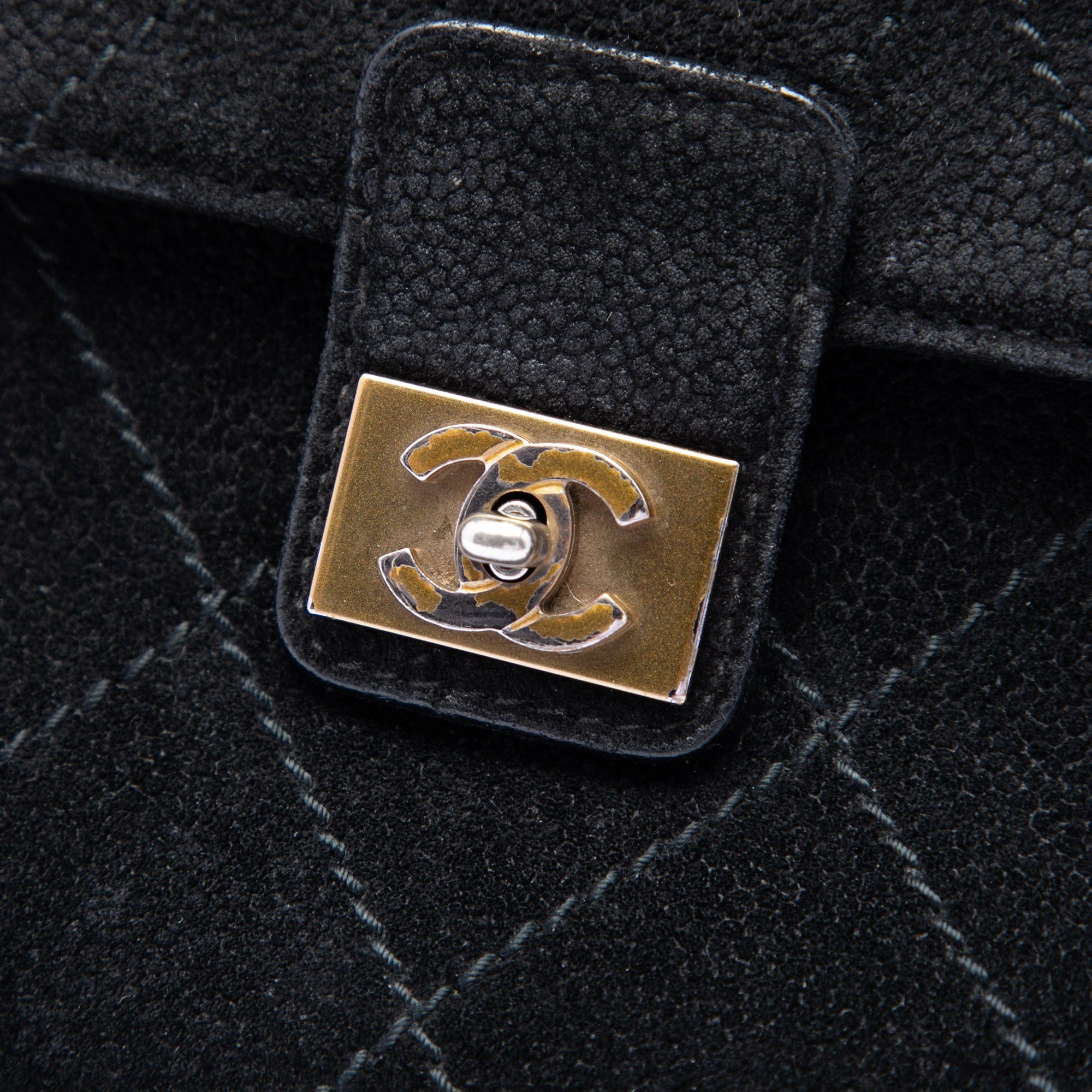 Chanel CC Quilted Suede Wild Stitch Flap