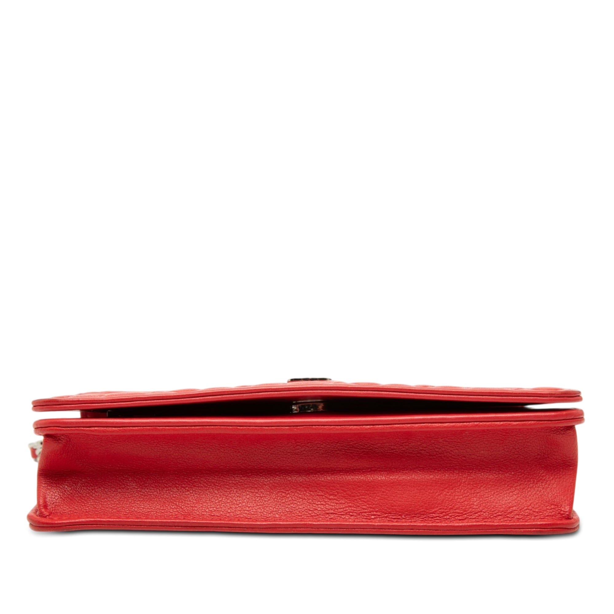 Chanel CC Embossed Lambskin Camellia Wallet On Chain