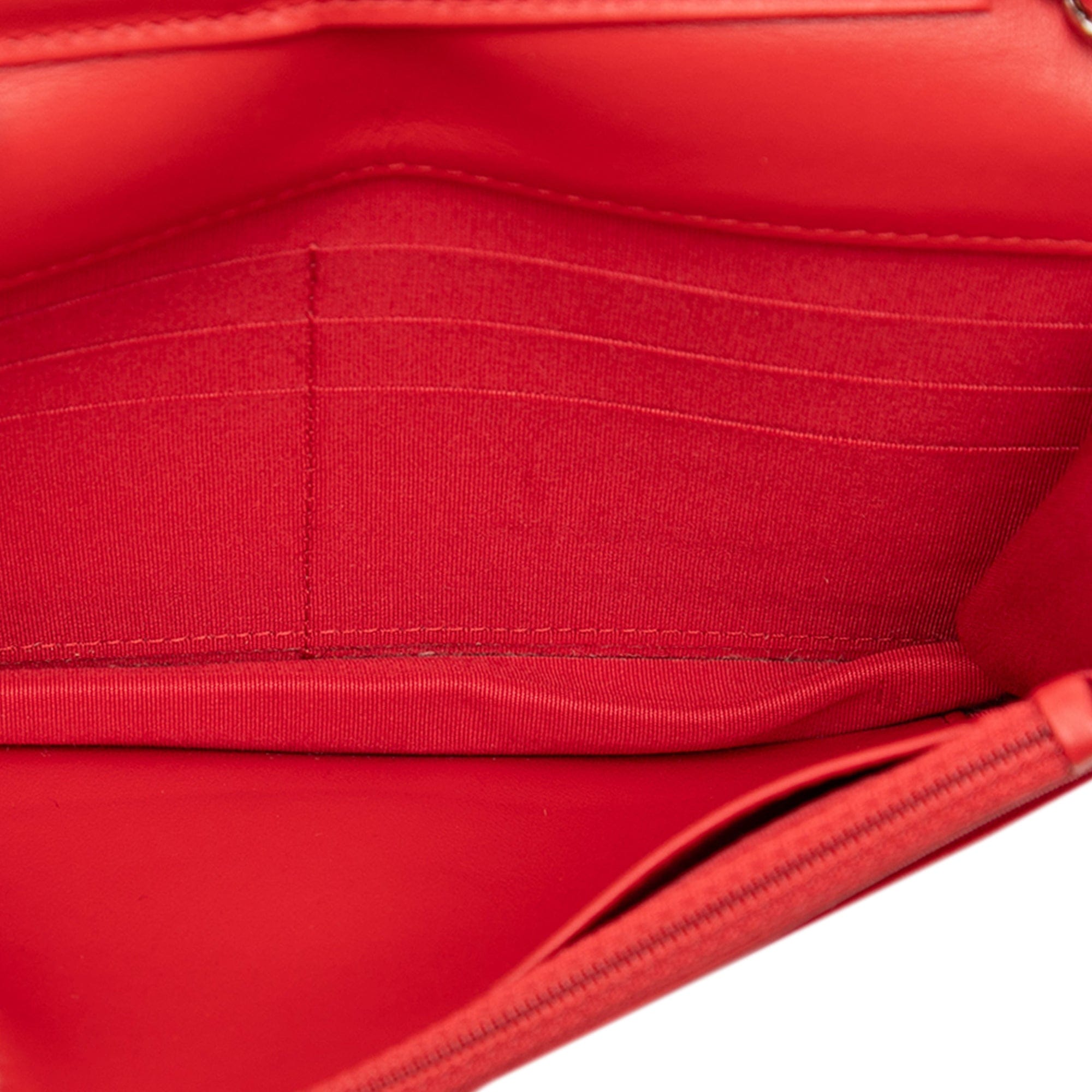 Chanel CC Embossed Lambskin Camellia Wallet On Chain