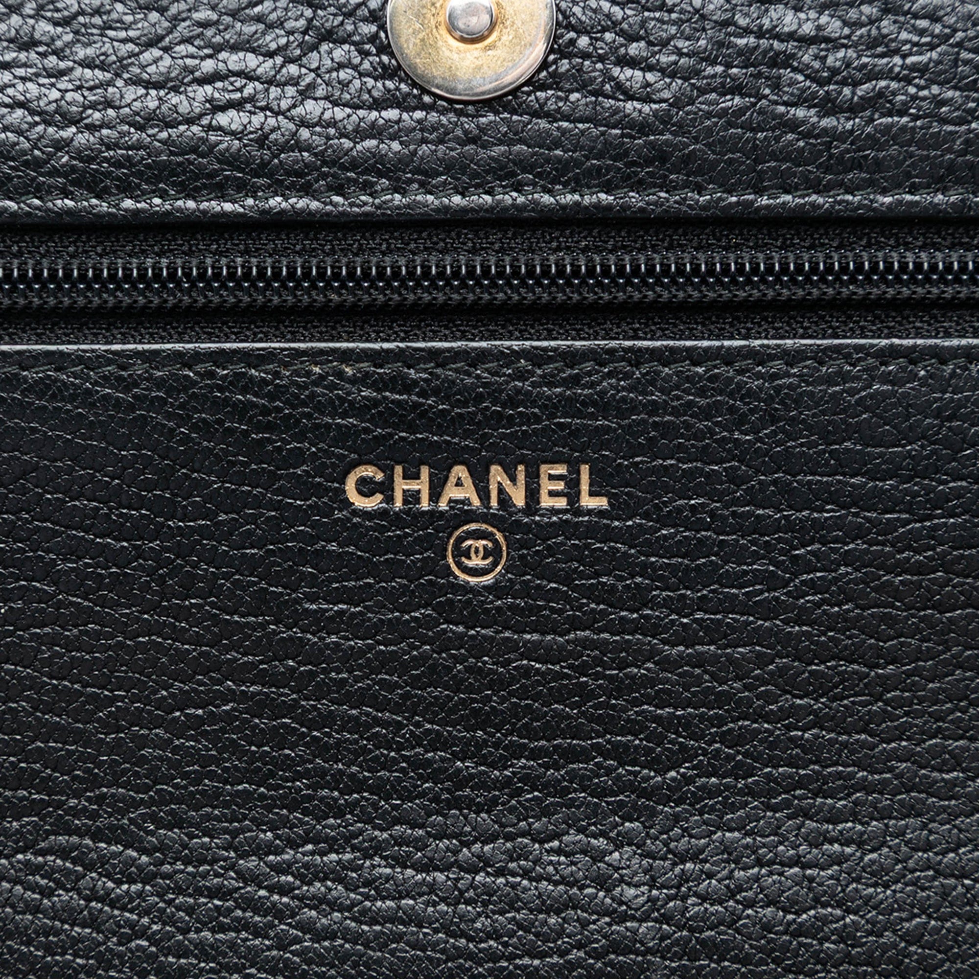 Chanel Studded Grained Calfskin Boy Wallet On Chain