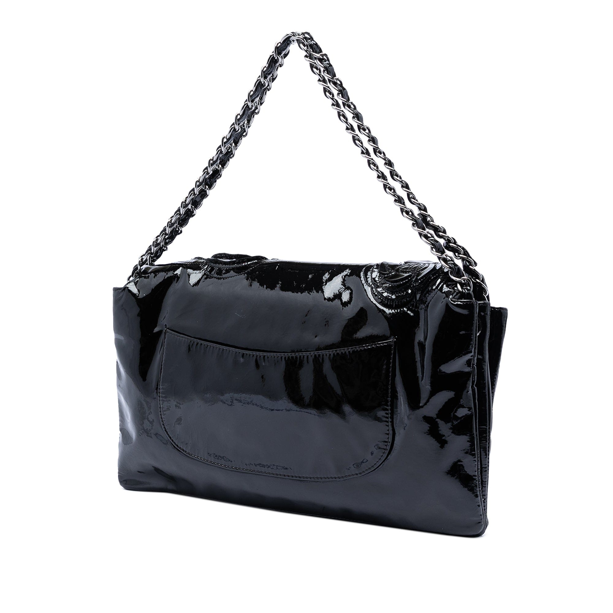 Chanel Patent Camellia Flap Bag