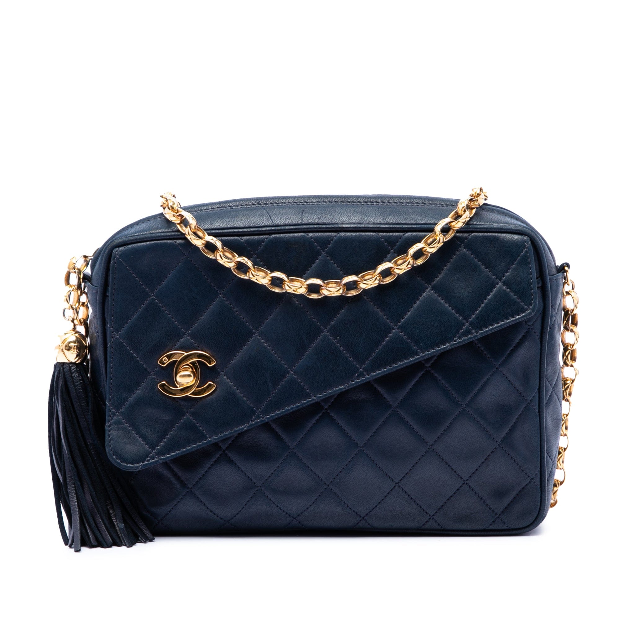 Chanel CC Quilted Lambskin Tassel Camera Bag