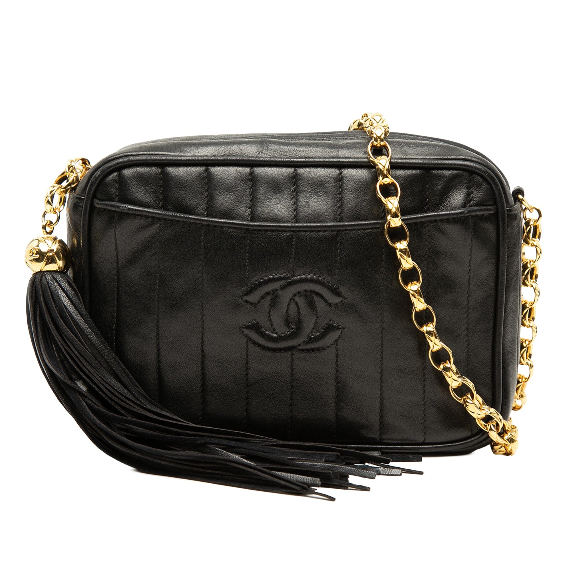 Chanel CC Vertical Quilted Lambskin Tassel Camera Bag