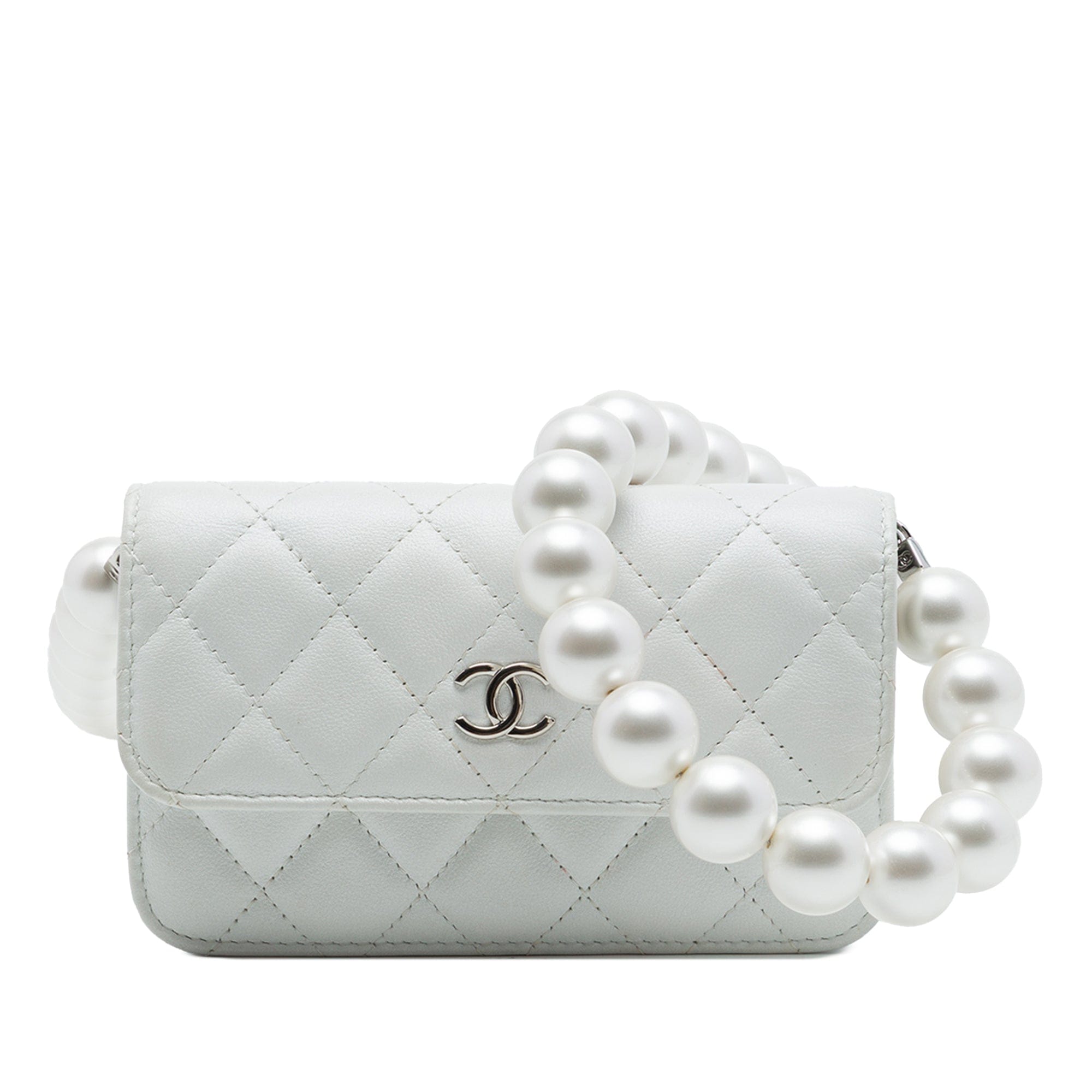 Chanel CC Quilted Lambskin Maxi Pearl Chain Strap