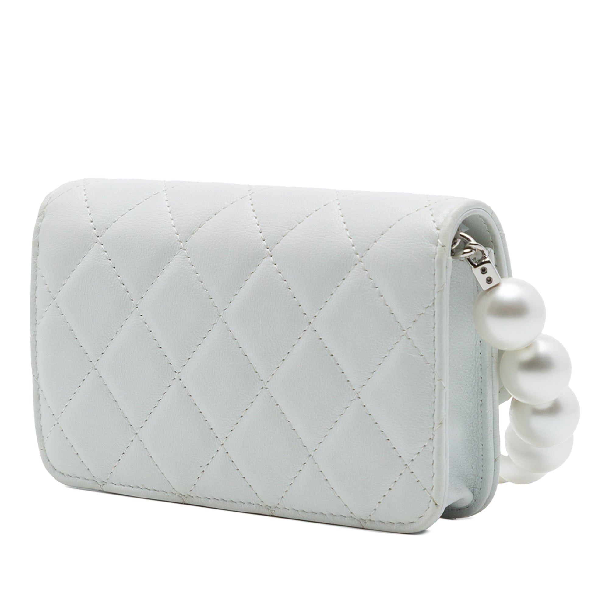 Chanel CC Quilted Lambskin Maxi Pearl Chain Strap