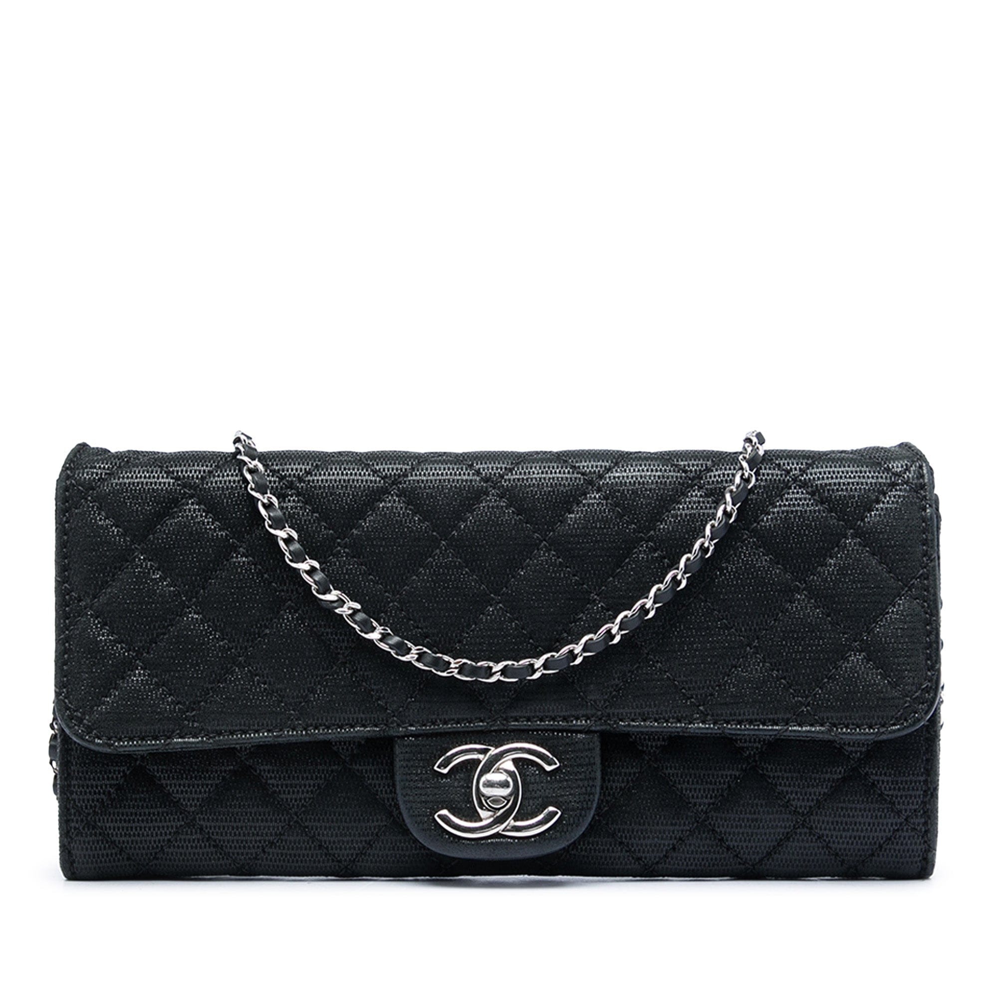 Chanel CC Quilted Iridescent Fabric East West Flap