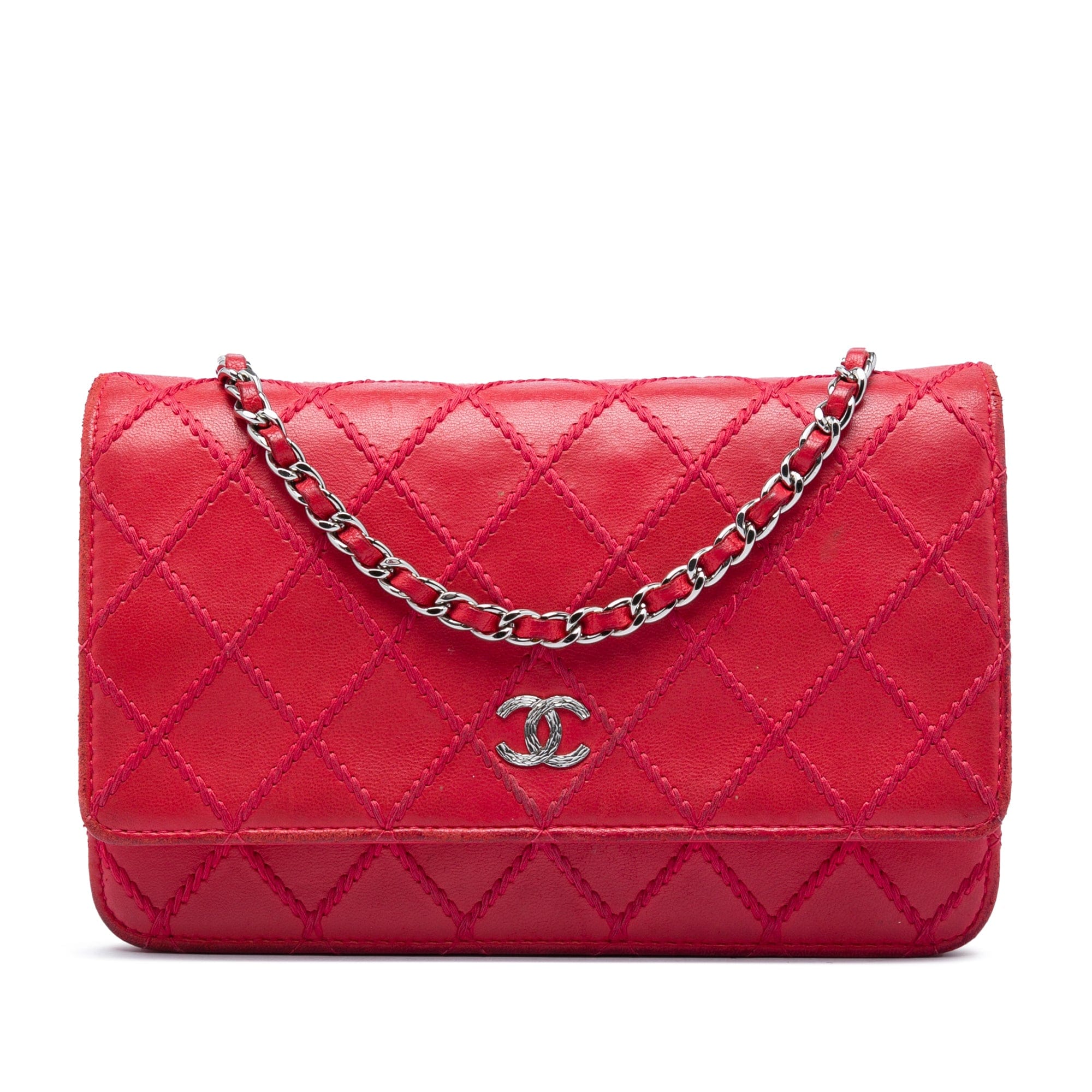 Chanel CC Lambskin Wild Stitch Wallet on Chain