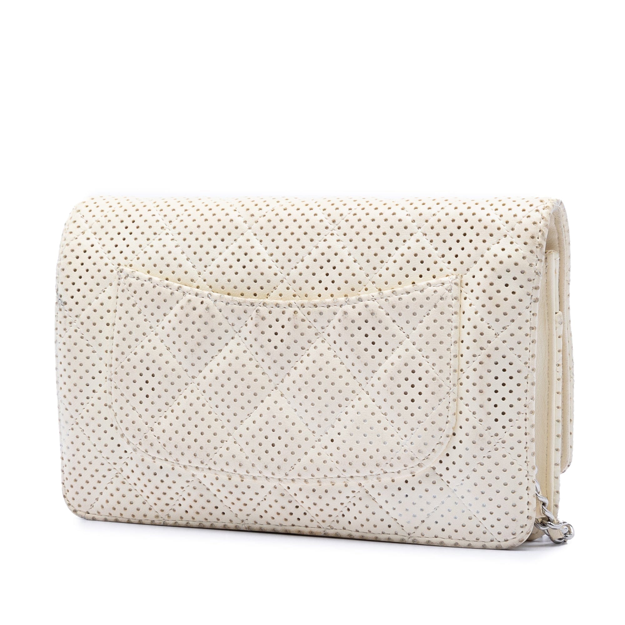 Chanel CC Quilted Perforated Lambskin Wallet On Chain