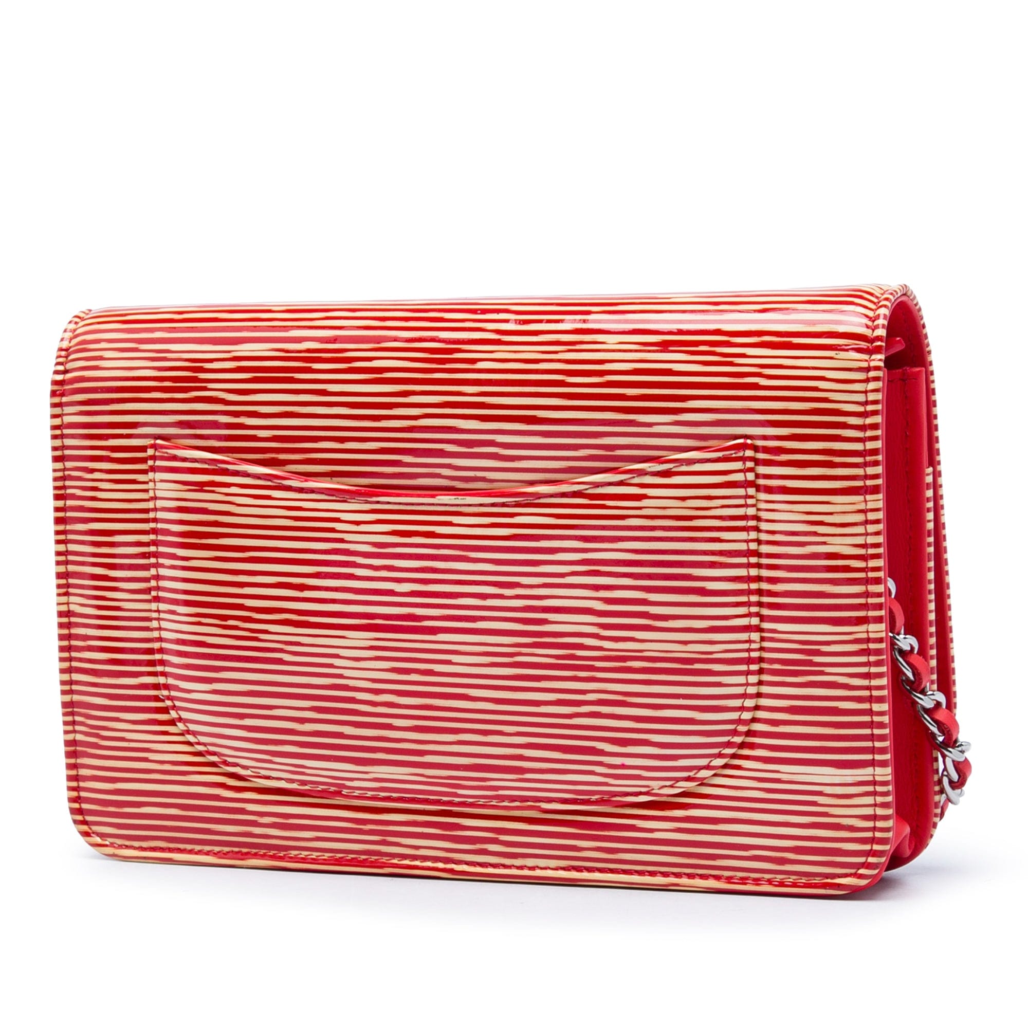Chanel CC Striped Patent Wallet On Chain